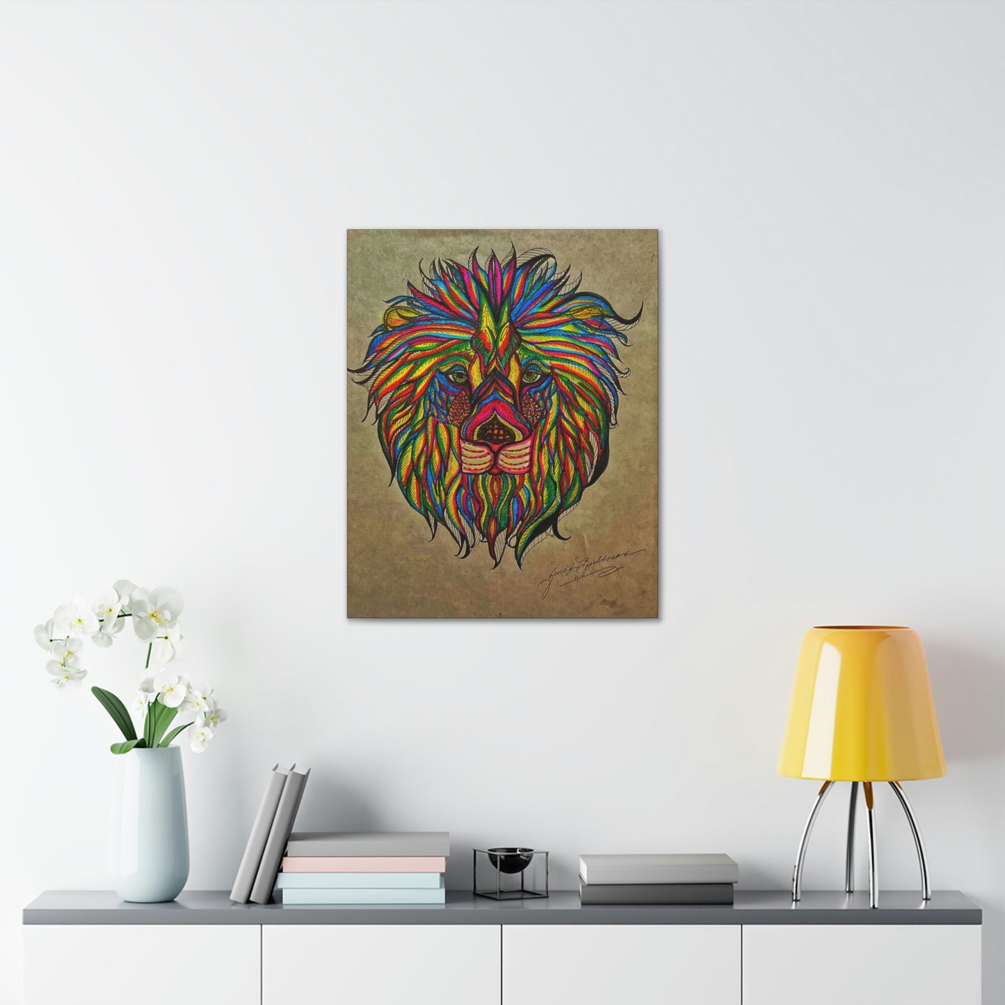Colorful Lion Fashion, Abstract, Surreal, Friendship, Inspiration Wall Art