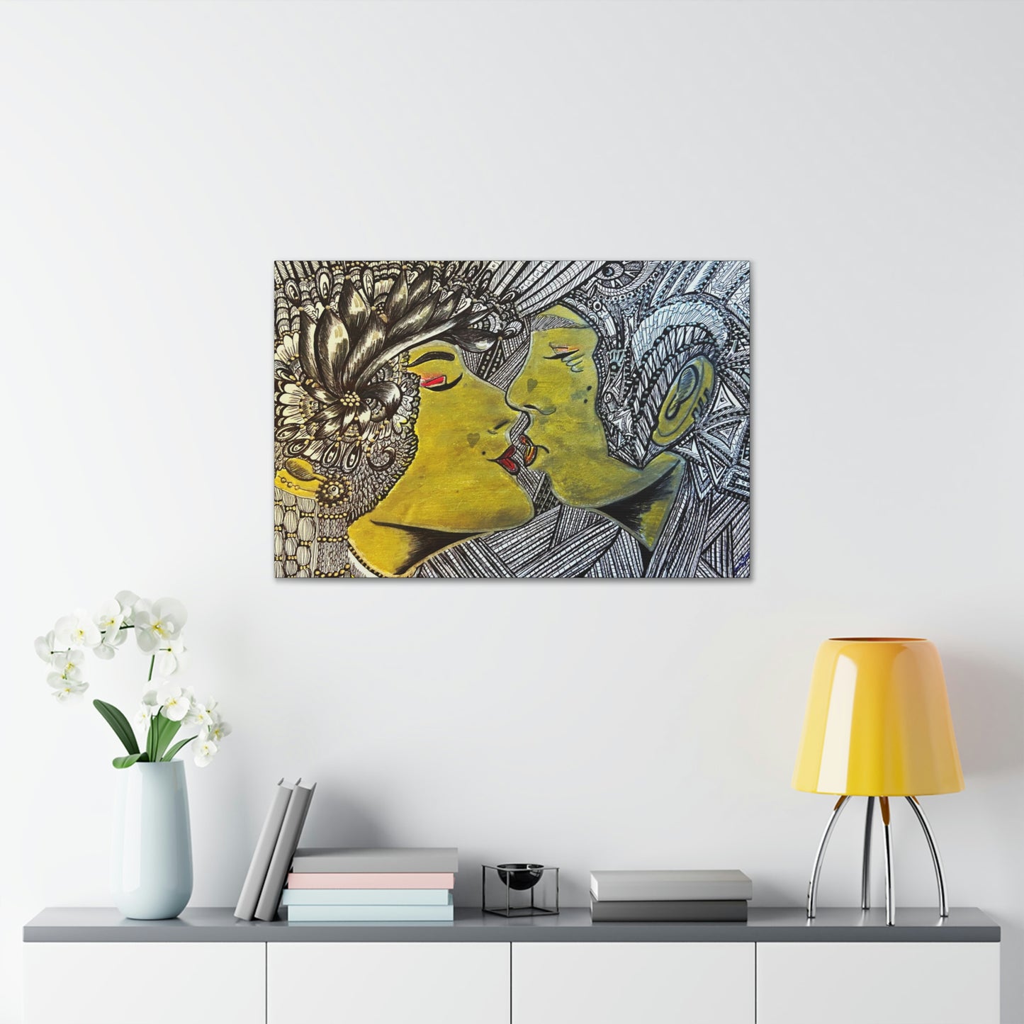 Romantic Kiss Fashion, Abstract, Surreal, Friendship, Inspiration Wall Art