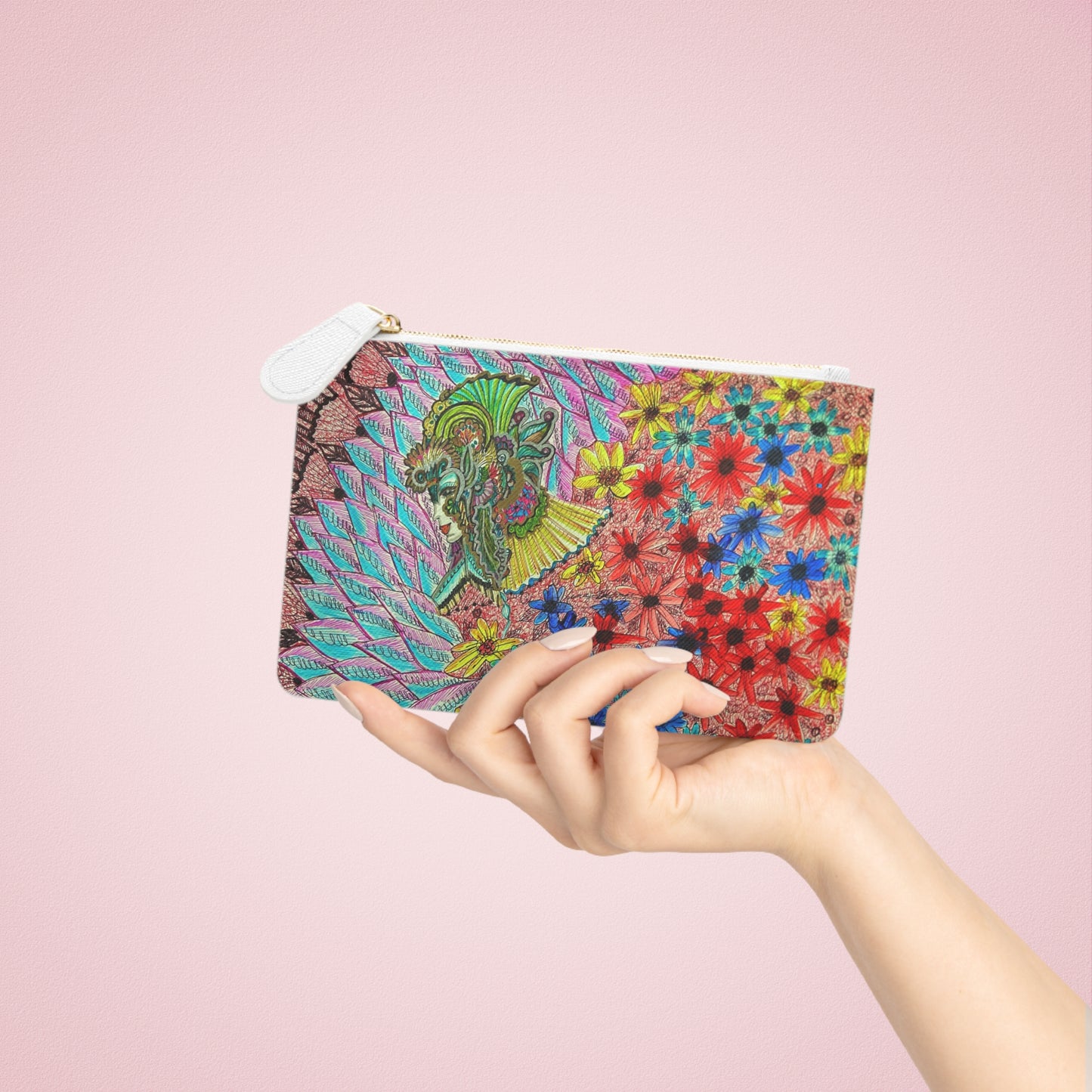 Abstract Surreal Floral Queen Mini Clutch Bag, Bridal Clutch Purse, Designer Party Clutch, Modern Evening Clutch, Wristlet Wallet for women, Evening Clutch Purse, gifts for her, gifts for bridesmaids, Bag, Bagging