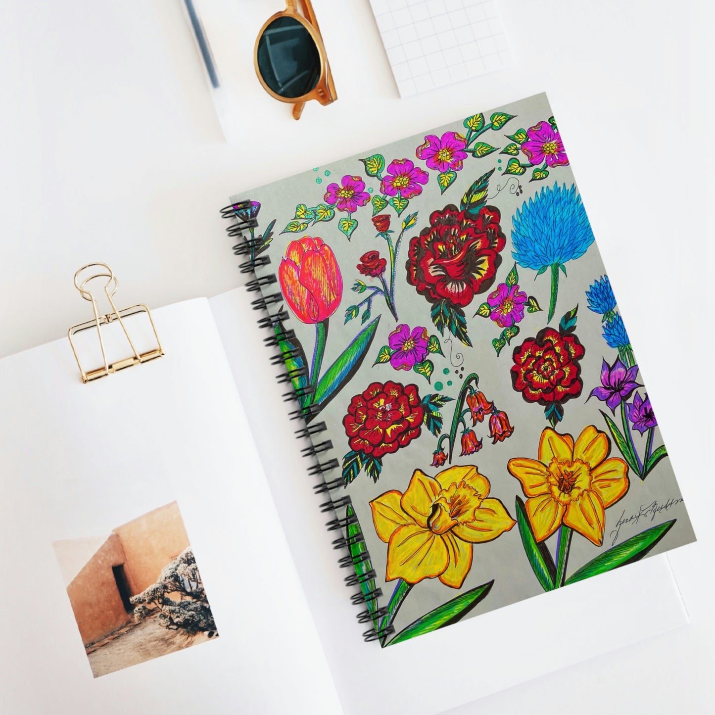Abstract, Surreal Floral Spiral Notebook - Ruled Line