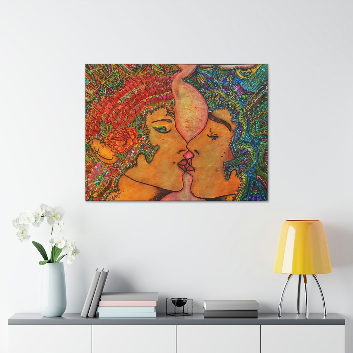 Romantic Kiss Fashion, Abstract, Surreal, Friendship, Inspiration Wall Art
