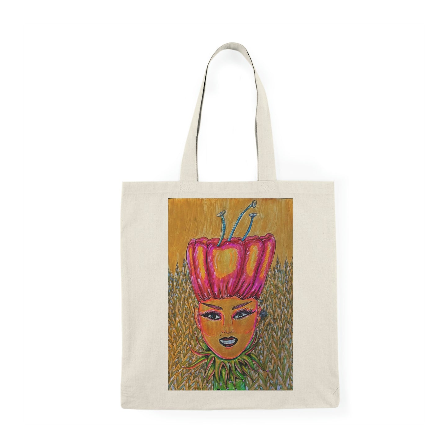 Abstract, Surreal Flower Fairy Natural Tote Bag, Aesthetic Canvas Bag Shopping Bag, Birthday Gift Bag, Bridal Gift Tote Bag, Library Bag.