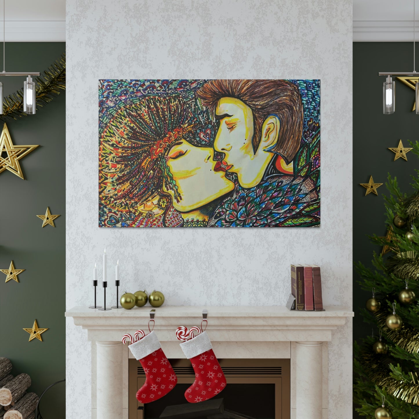 Romantic Kiss Fashion, Abstract, Surreal, Friendship, Inspiration Wall Art
