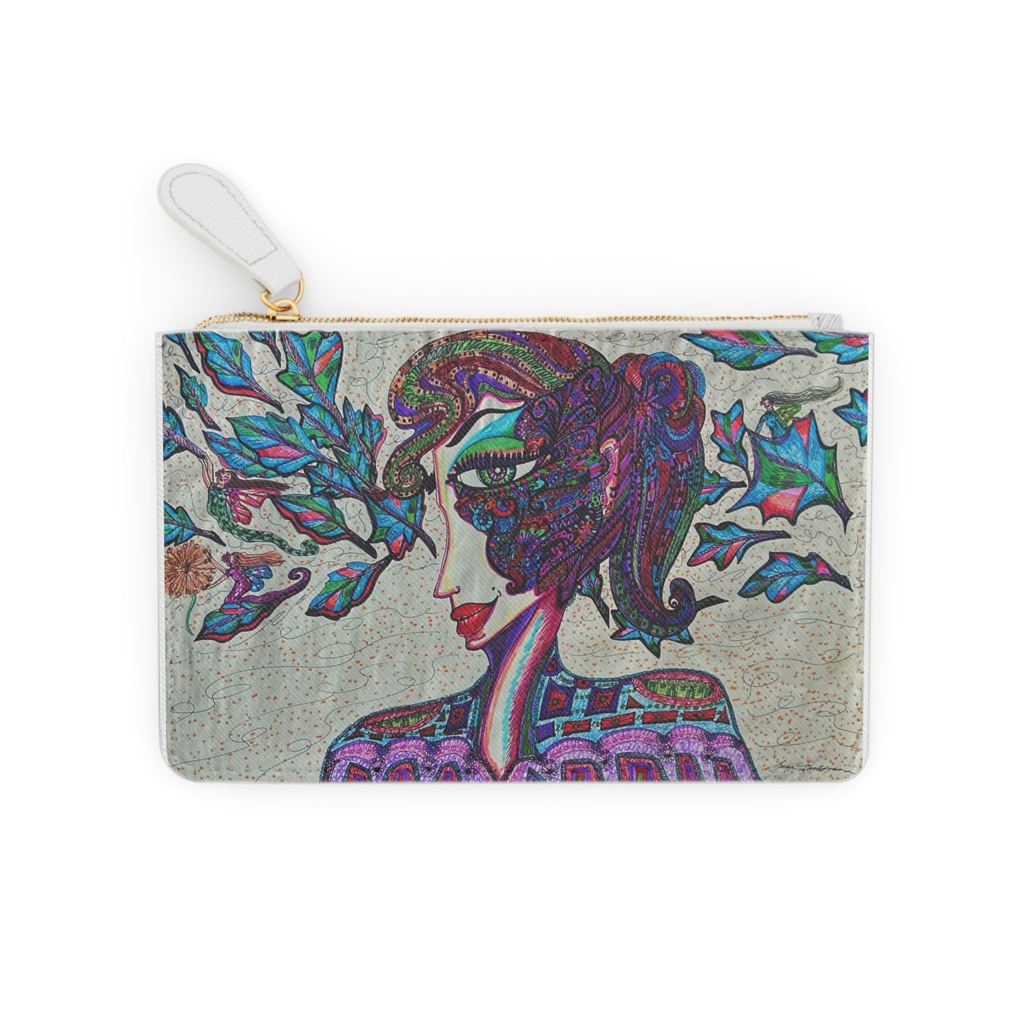 Abstract Surreal Woman Mini Clutch Bag, Bridal Clutch Purse, Designer Party Clutch, Modern Evening Clutch, Wristlet Wallet for women, Evening Clutch Purse, gifts for her, gifts for bridesmaids, Bag, Bagging