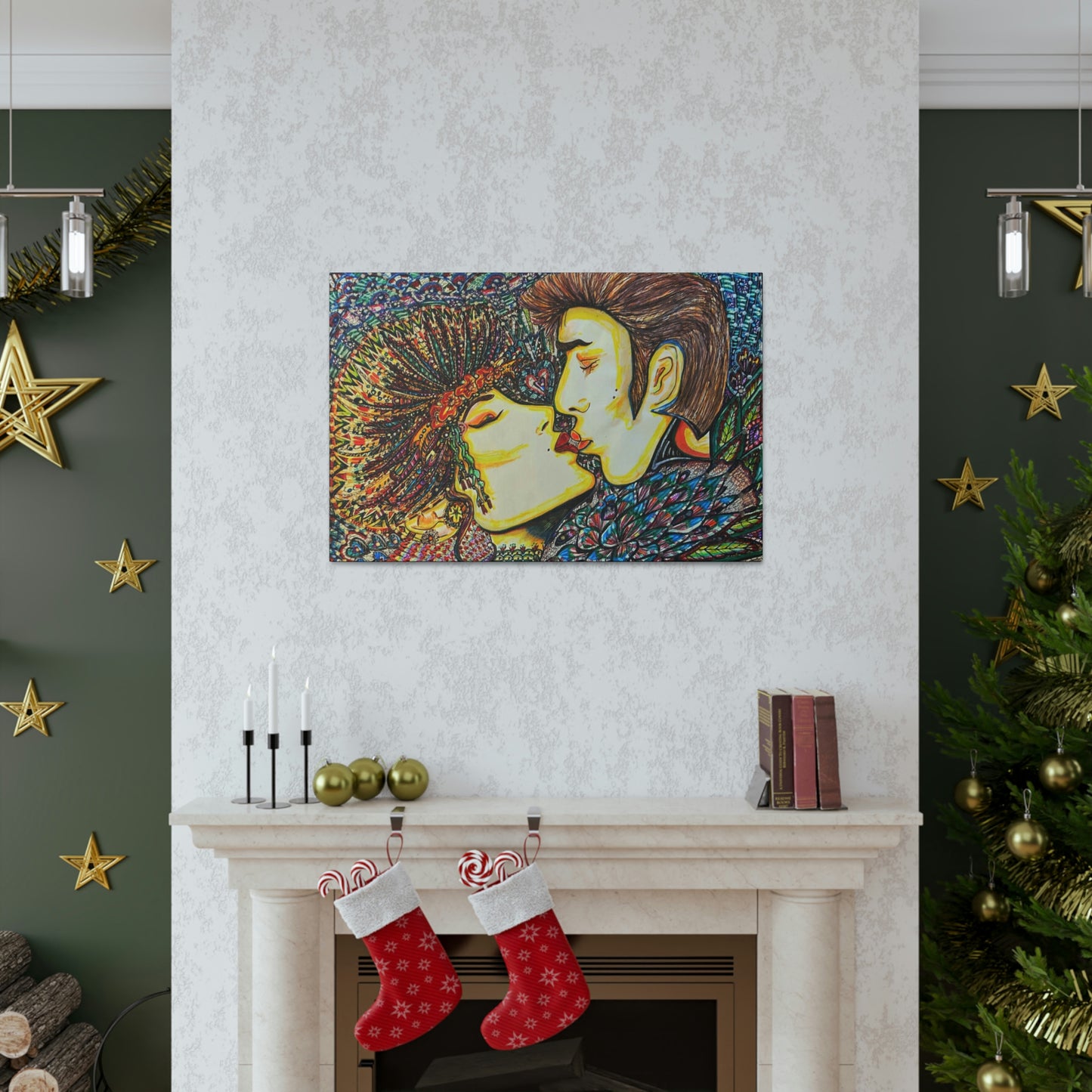 Romantic Kiss Fashion, Abstract, Surreal, Friendship, Inspiration Wall Art