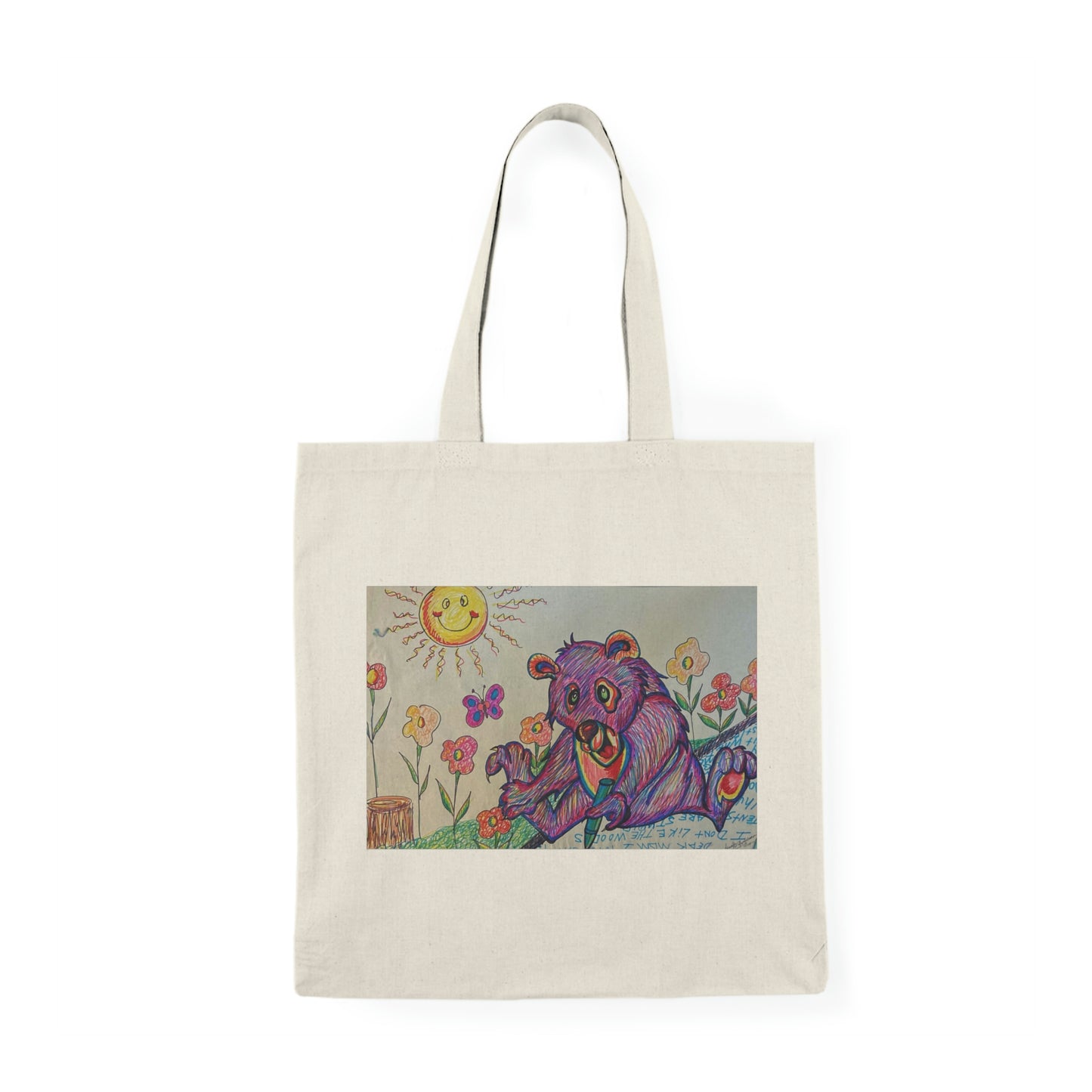 Abstract, Surreal Playful Bear Natural Tote Bag, Aesthetic Canvas Bag Shopping Bag, Birthday Gift Bag, Bridal Gift Tote Bag, Library Bag.