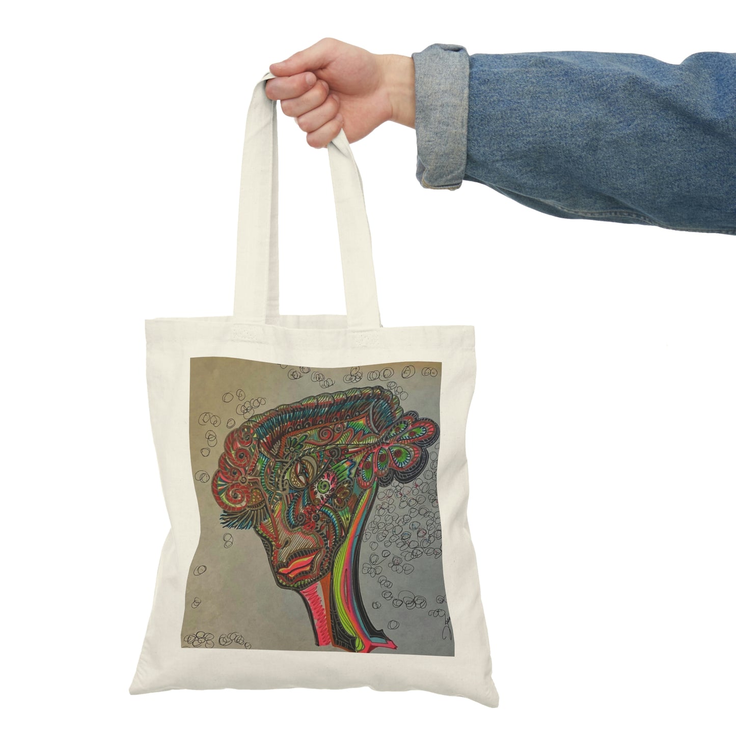 Abstract, Surreal Alien Natural Tote Bag, Aesthetic Canvas Bag Shopping Bag, Birthday Gift Bag, Bridal Gift Tote Bag, Library Bag.