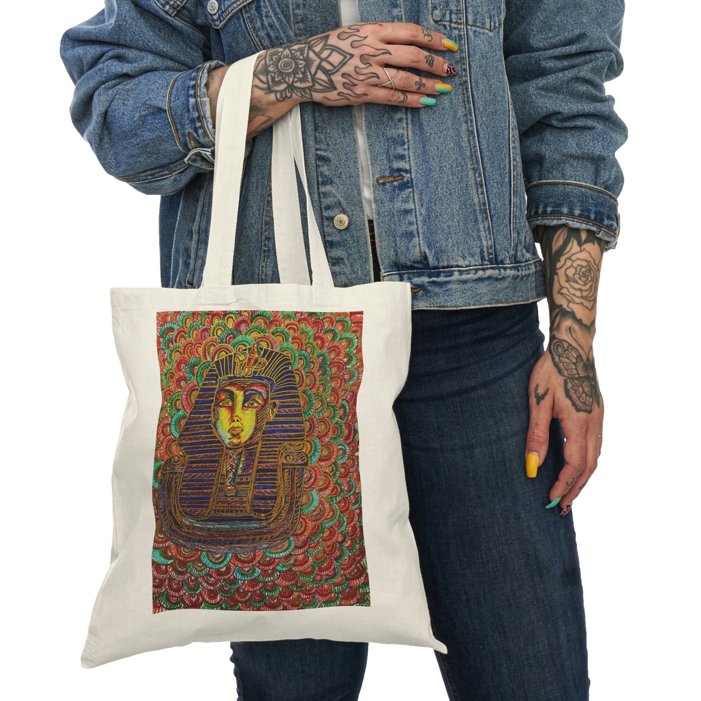 Abstract, Surreal Egyptian Natural Tote Bag, Aesthetic Canvas Bag Shopping Bag, Birthday Gift Bag, Bridal Gift Tote Bag, Library Bag.