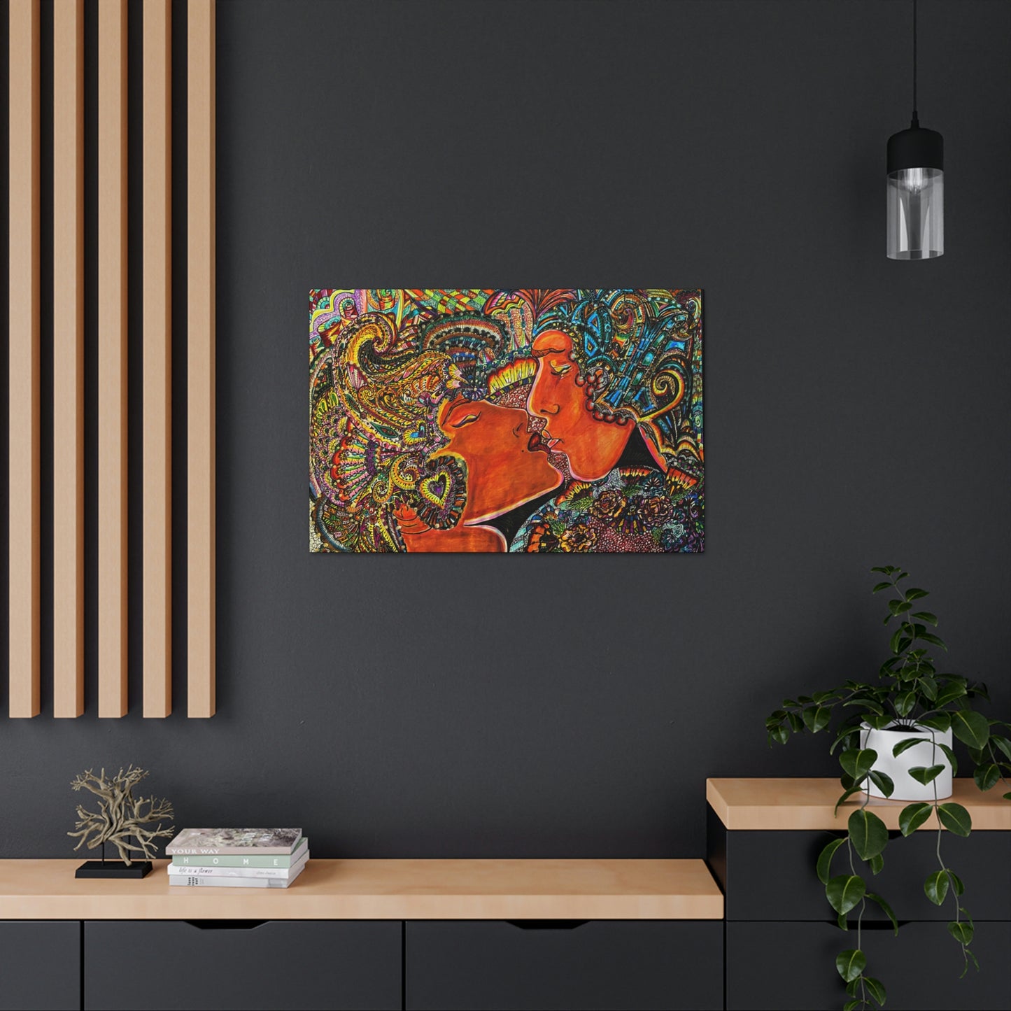 Romantic Kiss Fashion, Abstract, Surreal, Friendship, Inspiration Wall Art