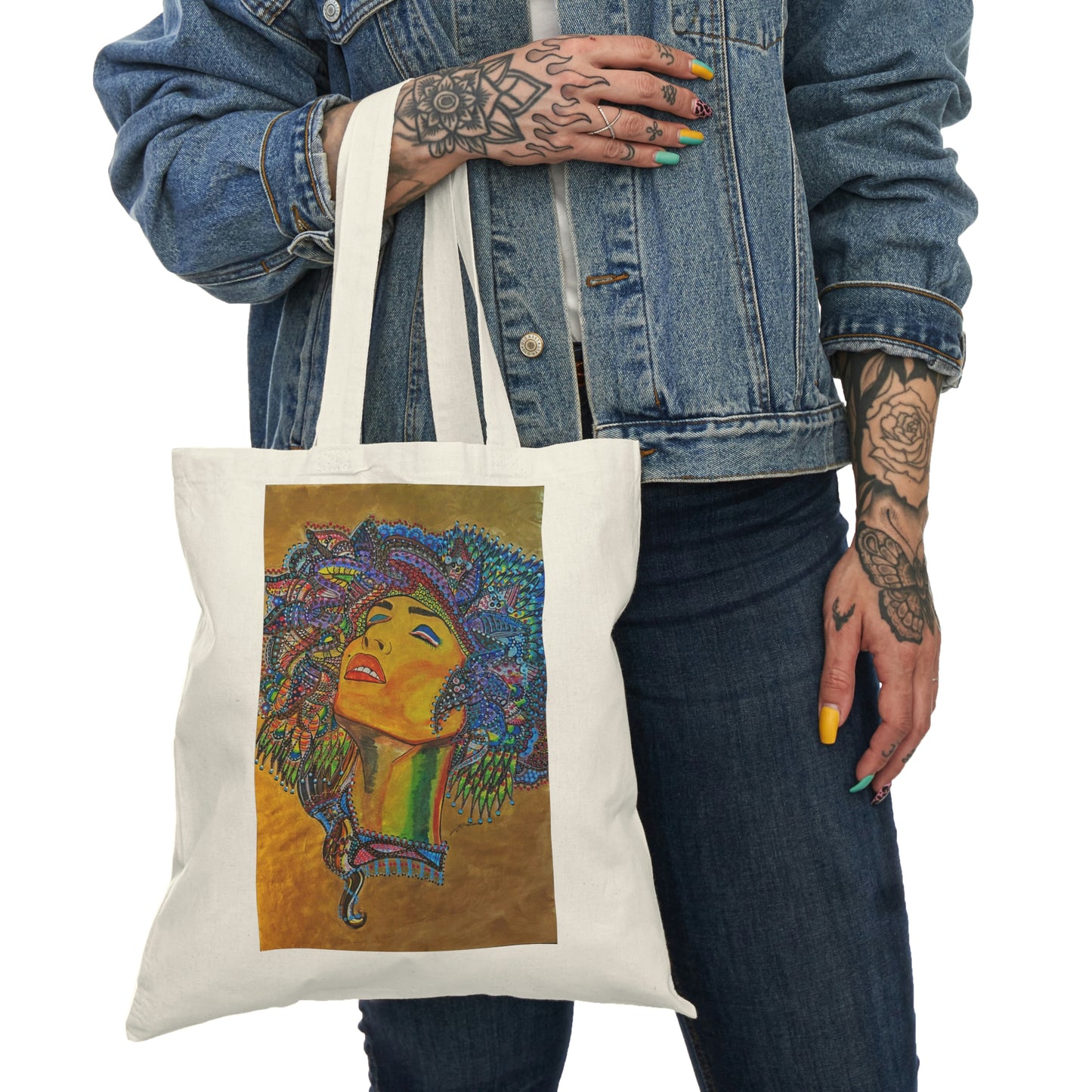 Abstract, Surreal Spirit Natural Tote Bag, Aesthetic Canvas Bag Shopping Bag, Birthday Gift Bag, Bridal Gift Tote Bag, Library Bag.
