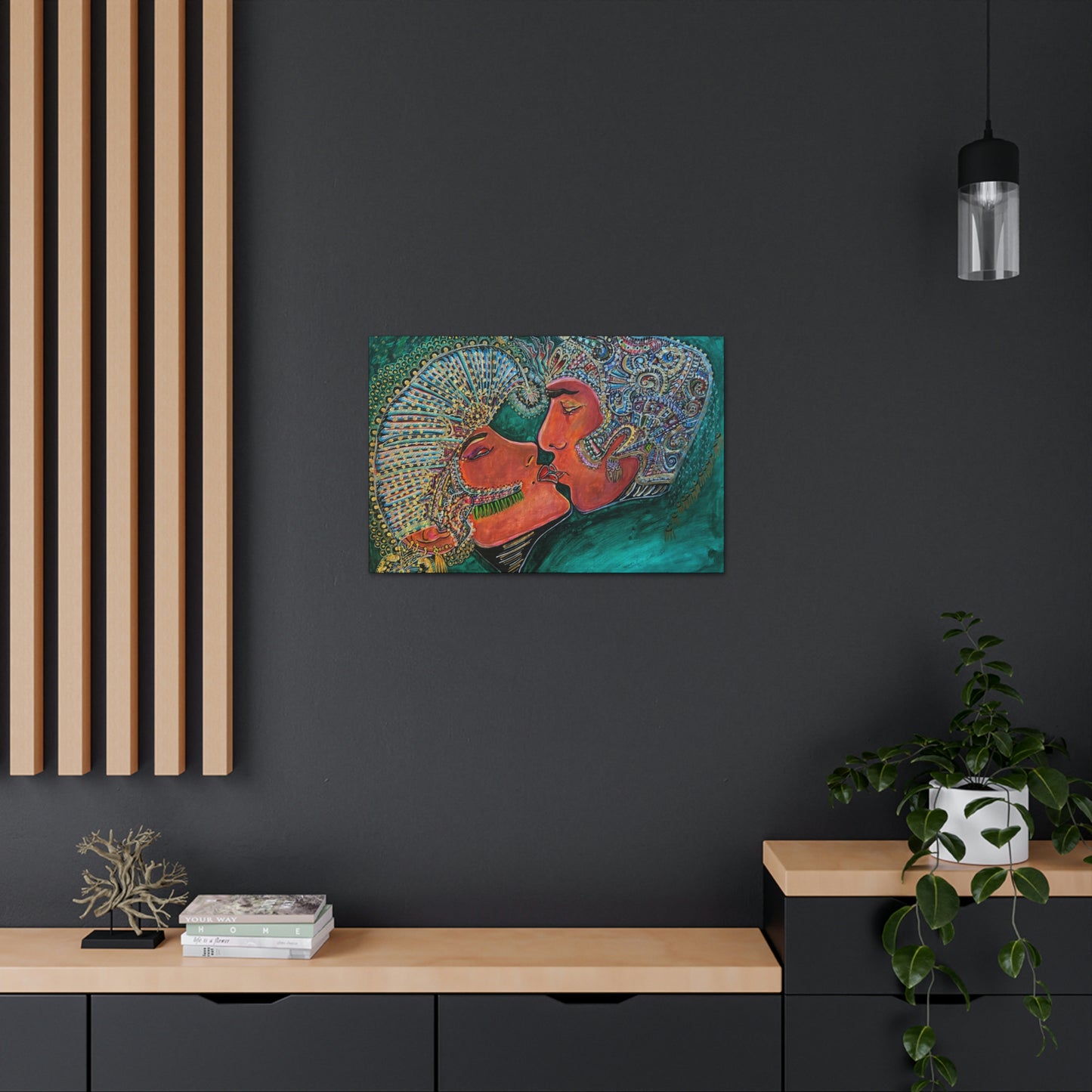 Romantic Kiss Fashion, Abstract, Surreal, Friendship, Inspiration Wall Art