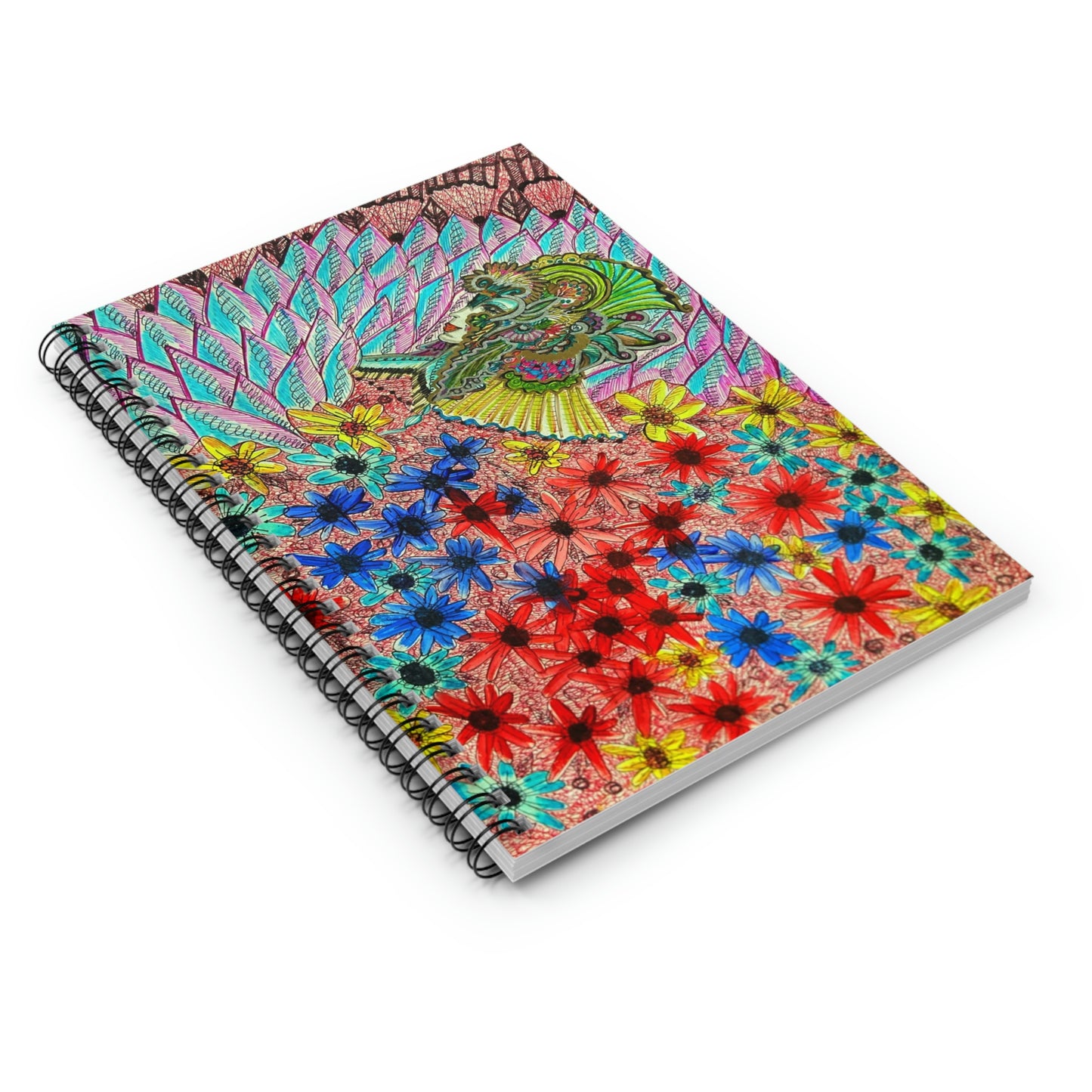 Abstract, Surreal Mother Natures Hidden Knight, Floral Spiral Notebook - Ruled Line