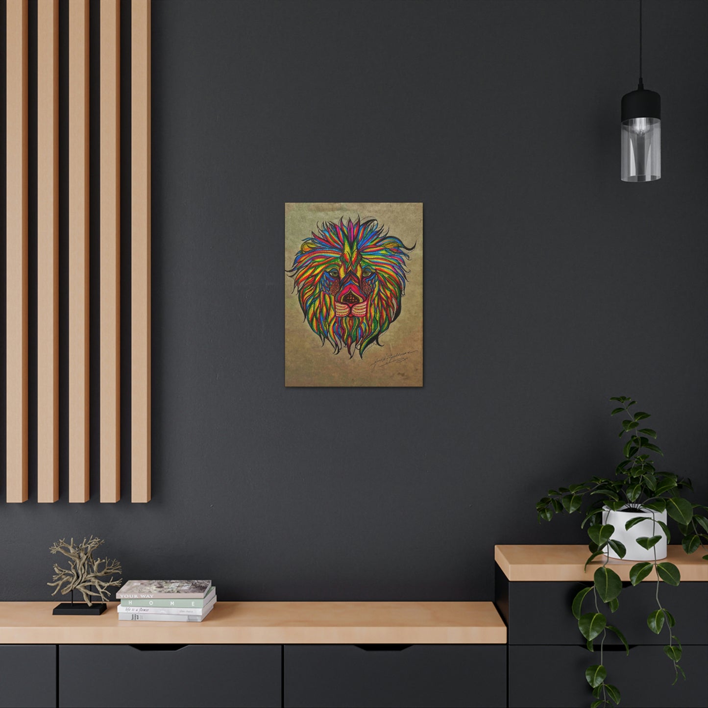 Colorful Lion Fashion, Abstract, Surreal, Friendship, Inspiration Wall Art