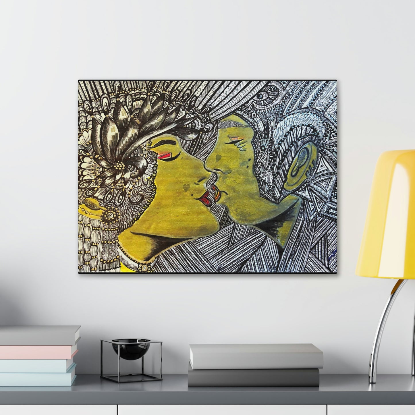 Romantic Kiss Fashion, Abstract, Surreal, Friendship, Inspiration Wall Art
