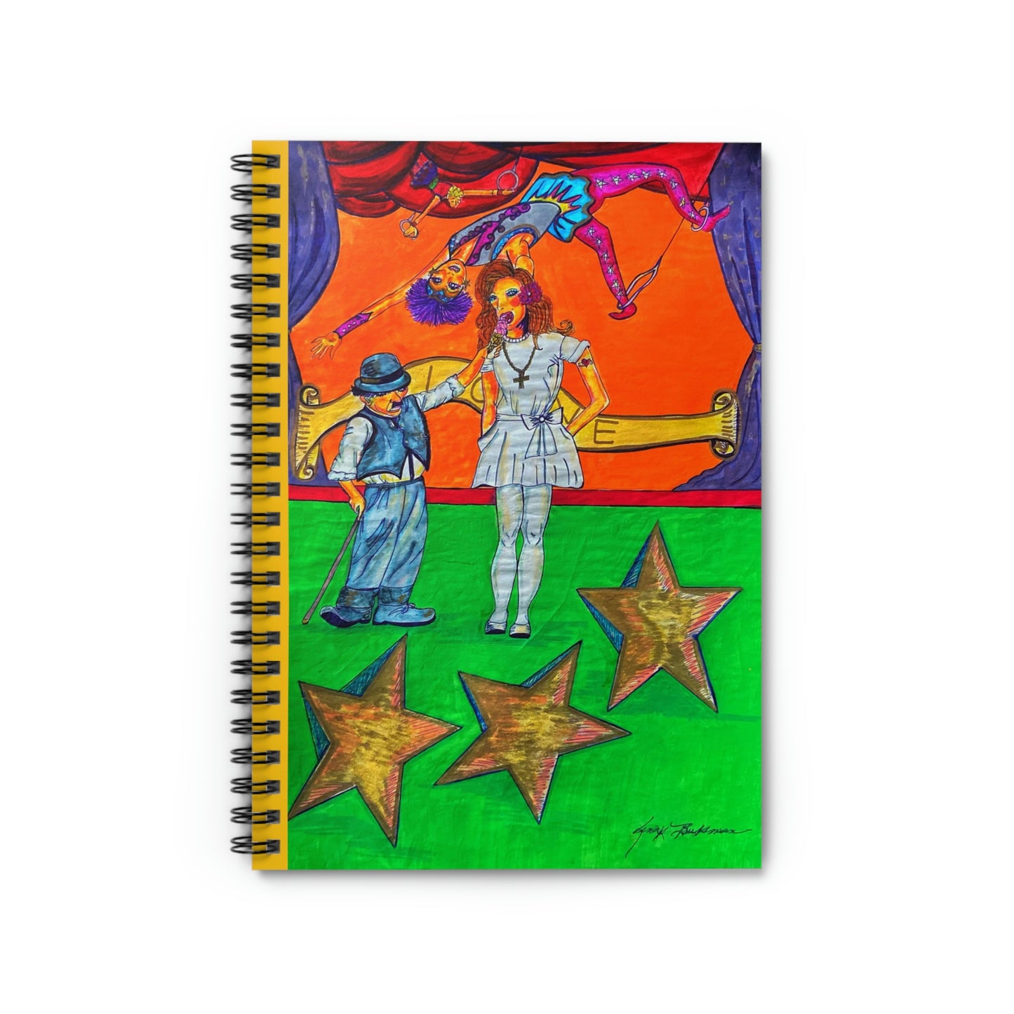 Abstract Surreal Circus Stars Spiral Notebook - Ruled Line