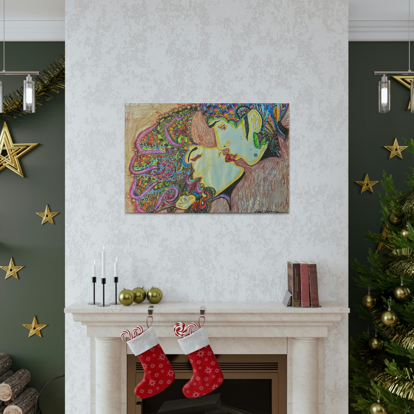 Romantic Kiss Fashion, Abstract, Surreal, Friendship, Inspiration Wall Art