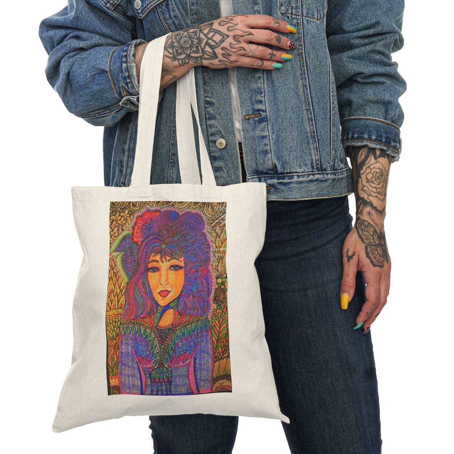 Abstract, Surreal Woman Natural Tote Bag, Aesthetic Canvas Bag Shopping Bag, Birthday Gift Bag, Bridal Gift Tote Bag, Library Bag.
