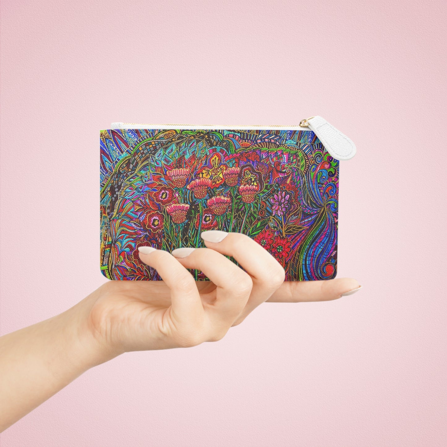 Abstract Surreal Floral Mini Clutch Bag, Bridal Clutch Purse, Designer Party Clutch, Modern Evening Clutch, Wristlet Wallet for women, Evening Clutch Purse, gifts for her, gifts for bridesmaids, Bag, Bagging