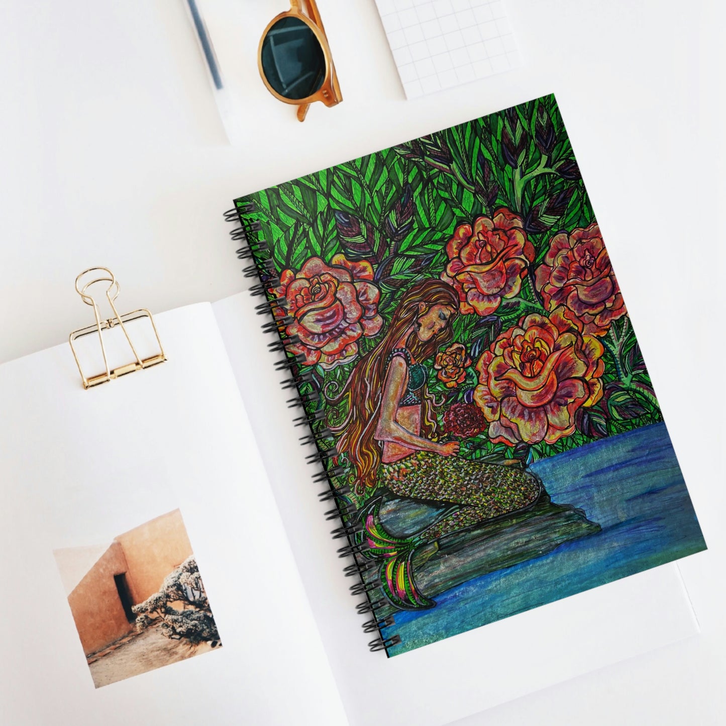 Abstract, Surreal Mermaid Spiral Notebook - Ruled Line