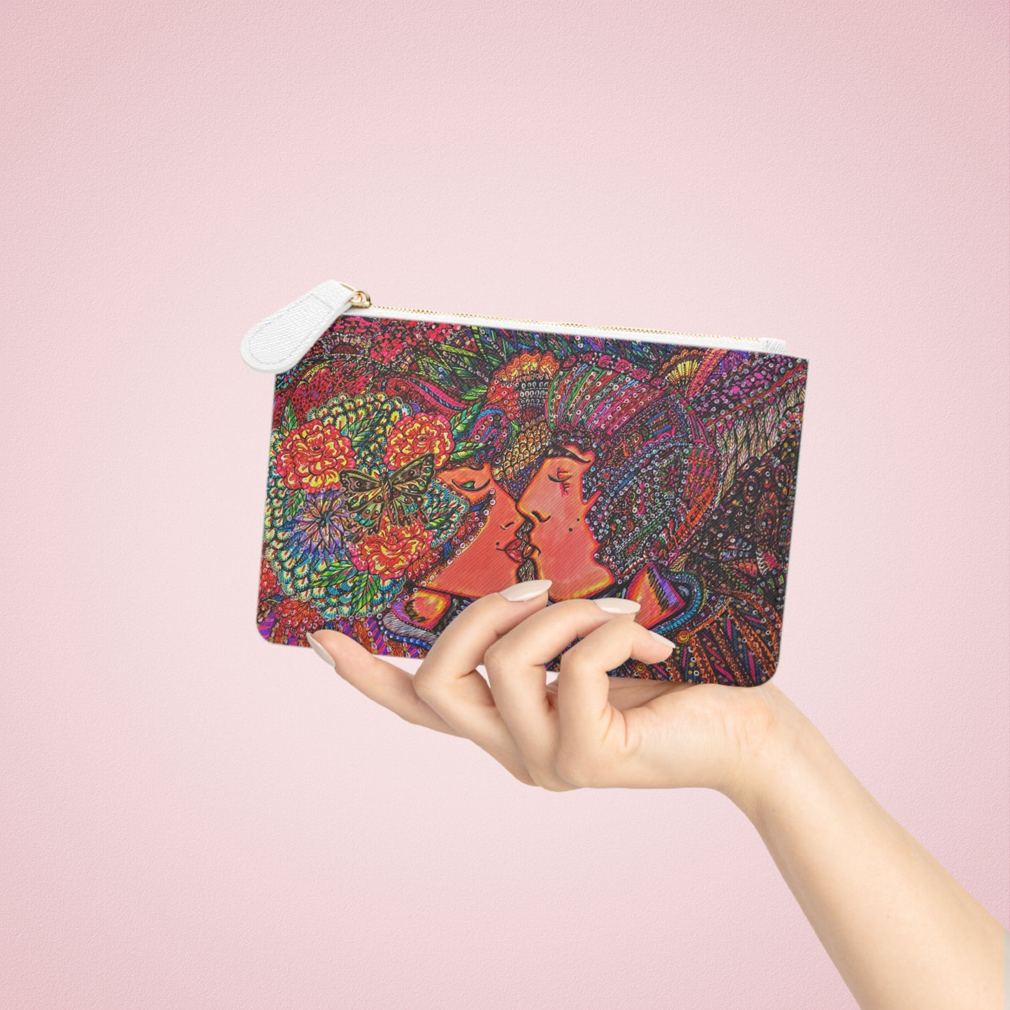 Abstract Surreal Romantic Kiss Mini Clutch Bag, Bridal Clutch Purse, Designer Party Clutch, Modern Evening Clutch, Wristlet Wallet for women, Evening Clutch Purse, gifts for her, gifts for bridesmaids, Bag, Bagging