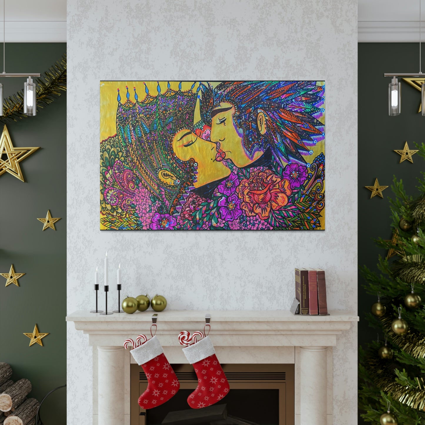 Romantic Kiss Fashion, Abstract, Surreal, Friendship, Inspiration Wall Art
