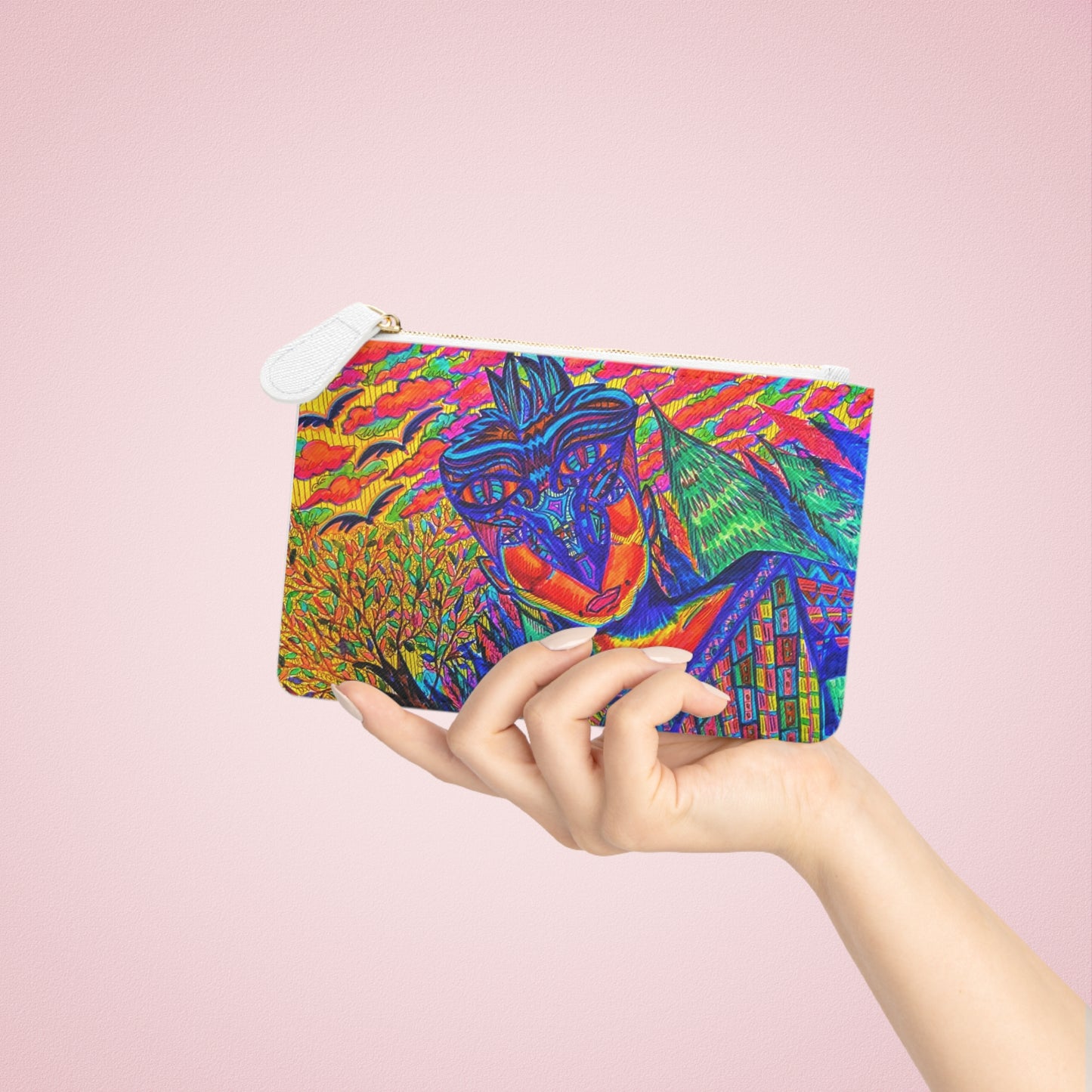Abstract Surreal Spirit Walker Mini Clutch Bag, Bridal Clutch Purse, Designer Party Clutch, Modern Evening Clutch, Wristlet Wallet for women, Evening Clutch Purse, gifts for her, gifts for bridesmaids, Bag, Bagging