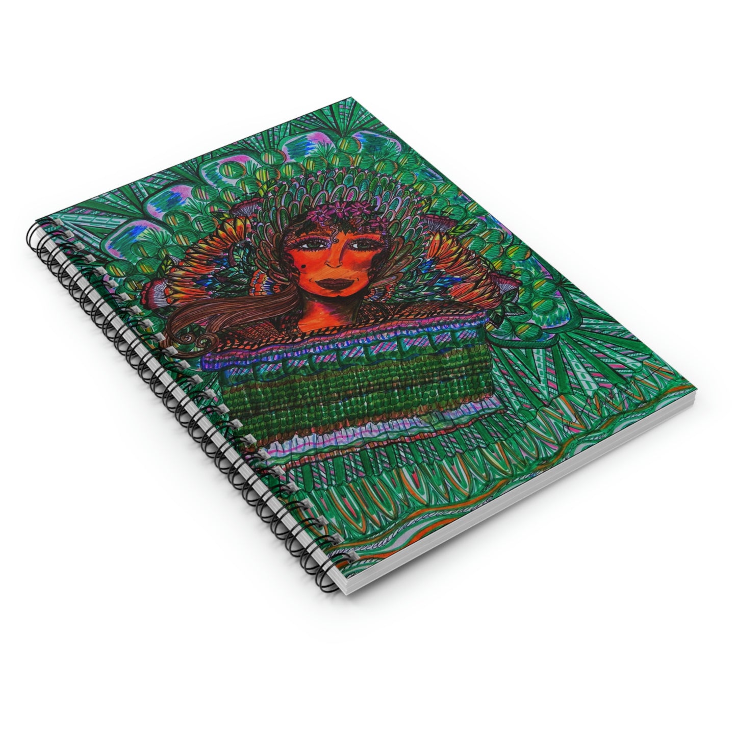 Abstract, Surreal Malachite Angel Spiral Notebook - Ruled Line