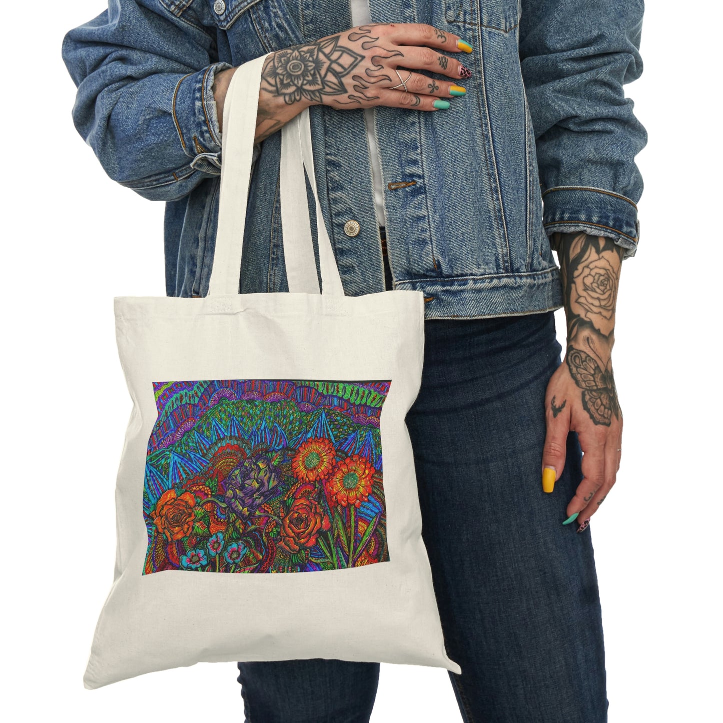 Abstract, Surreal Flower Natural Tote Bag, Aesthetic Canvas Bag Shopping Bag, Birthday Gift Bag, Bridal Gift Tote Bag, Library Bag.