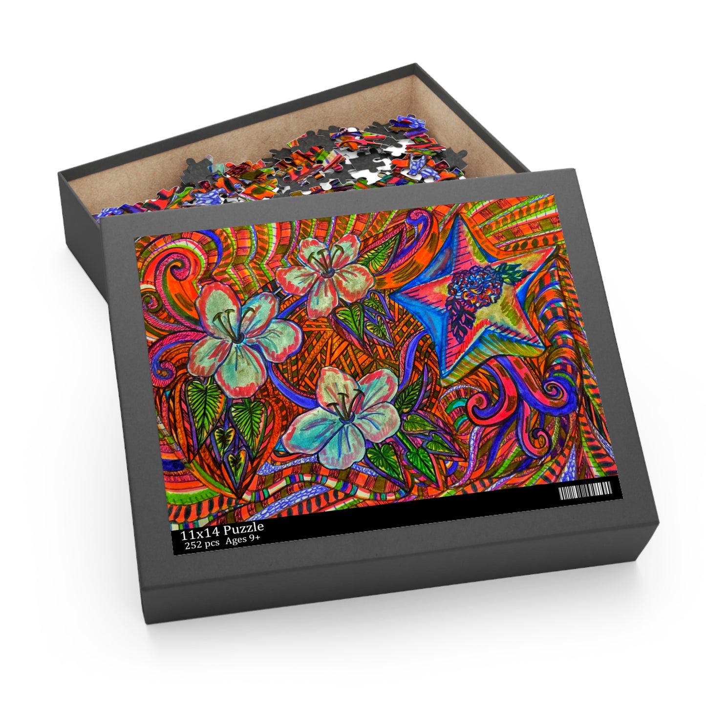 Abstract Surreal Floral Star Puzzle (120, 252, 500-Piece)JigSaw Puzzle, Birthday Gift, Gifts For Bridesmaids