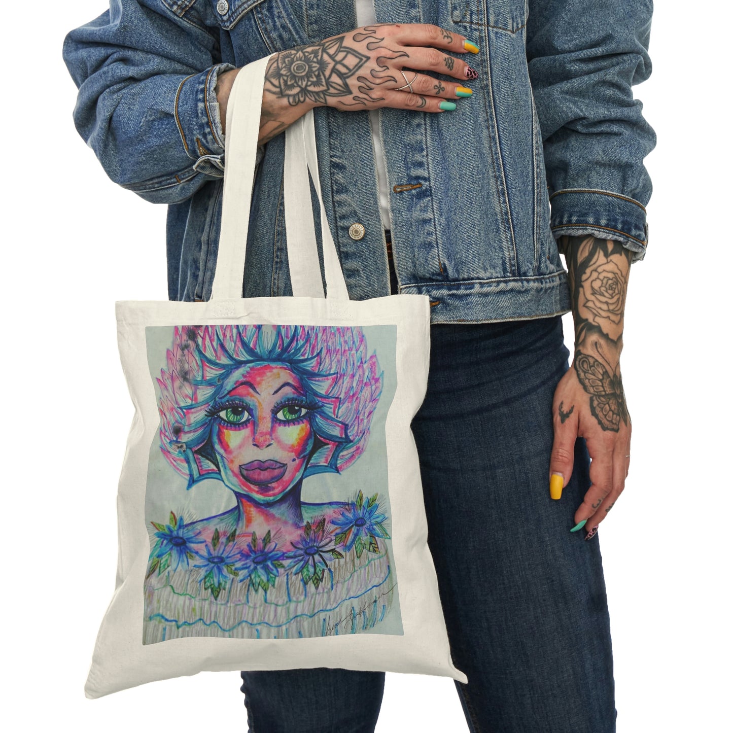 Abstract, Surreal Fairy Natural Tote Bag, Aesthetic Canvas Bag Shopping Bag, Birthday Gift Bag, Bridal Gift Tote Bag, Library Bag.