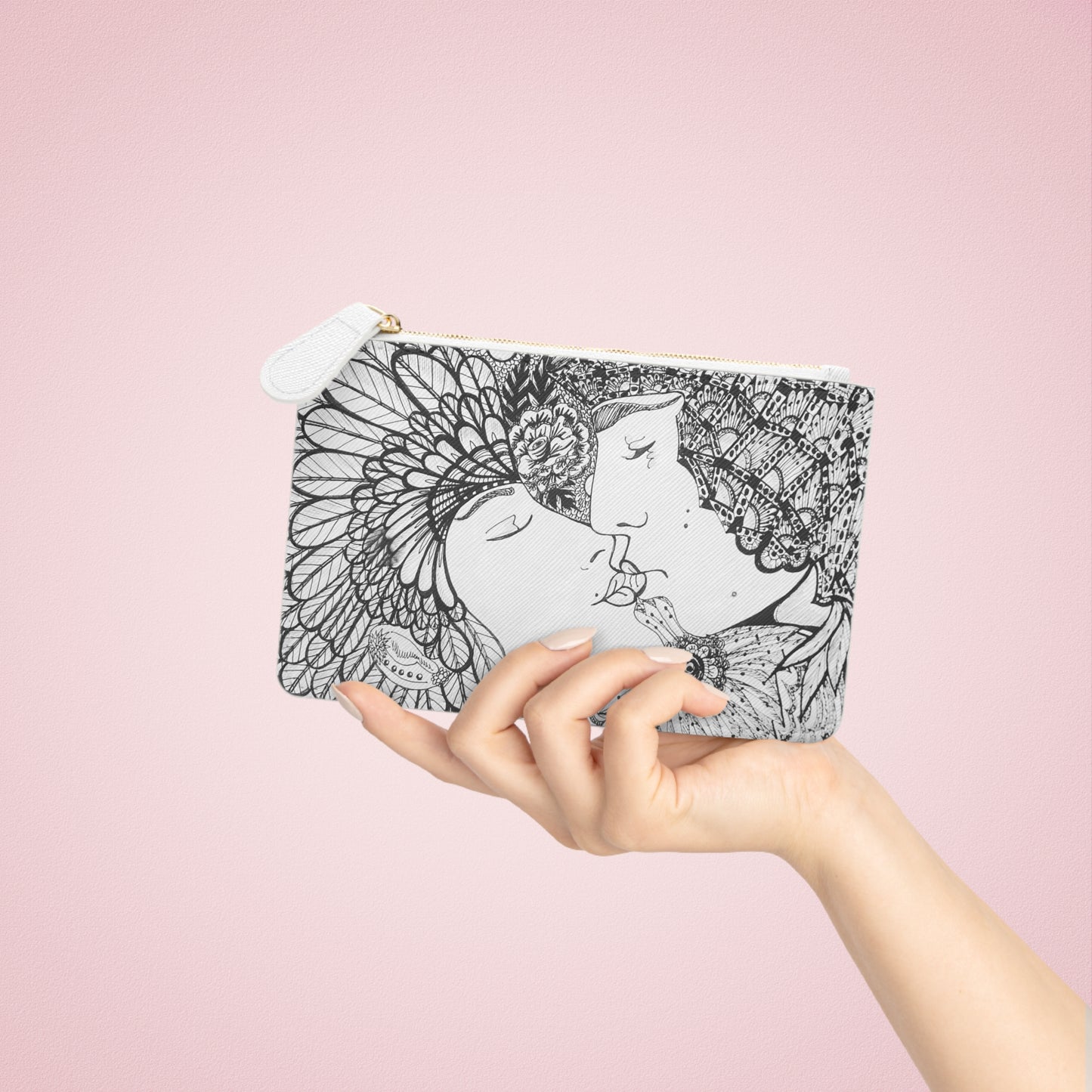 Abstract Surreal Romantic Kiss Mini Clutch Bag, Bridal Clutch Purse, Designer Party Clutch, Modern Evening Clutch, Wristlet Wallet for women, Evening Clutch Purse, gifts for her, gifts for bridesmaids, Bag, Bagging