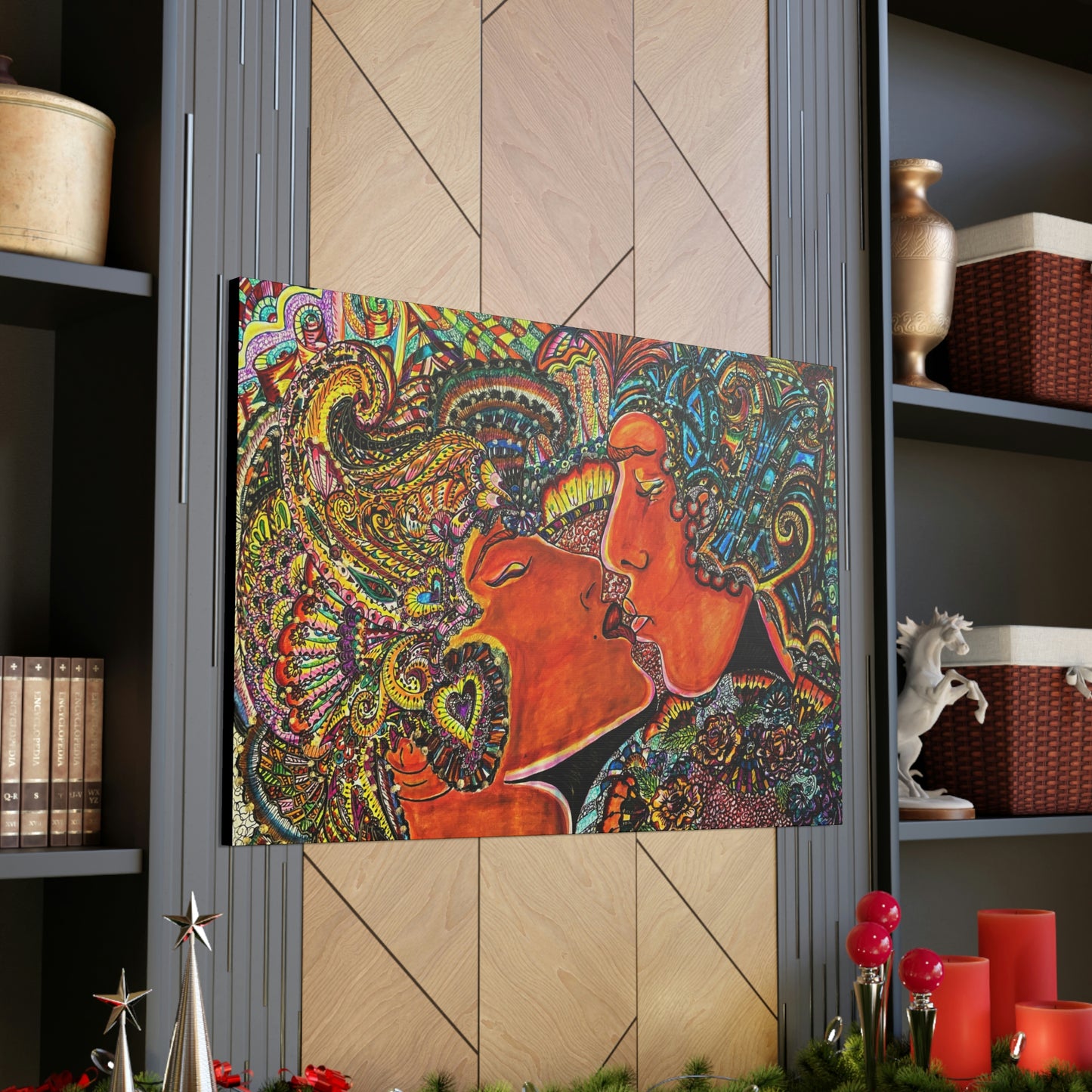 Romantic Kiss Fashion, Abstract, Surreal, Friendship, Inspiration Wall Art
