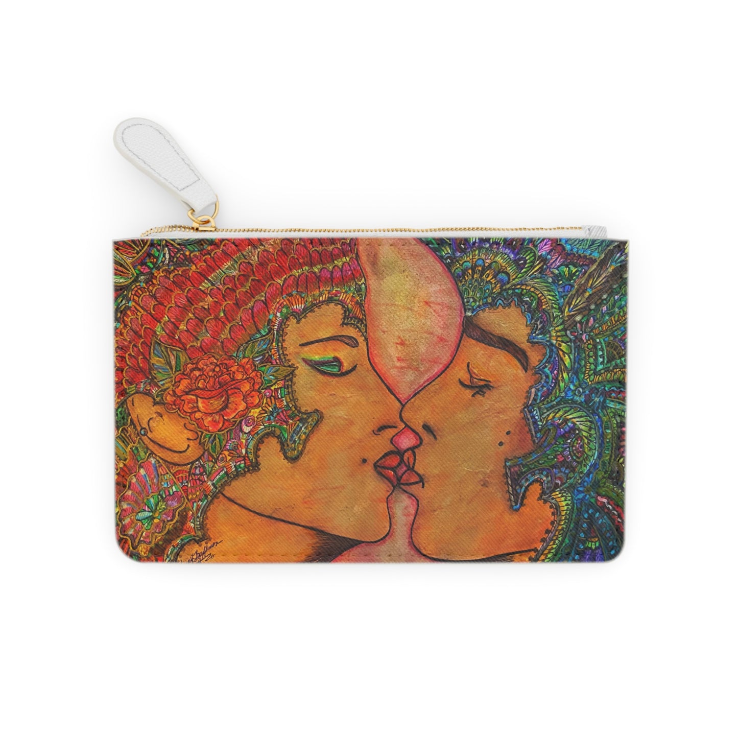 Abstract Surreal Romantic Kiss Mini Clutch Bag, Bridal Clutch Purse, Designer Party Clutch, Modern Evening Clutch, Wristlet Wallet for women, Evening Clutch Purse, gifts for her, gifts for bridesmaids, Bag, Bagging