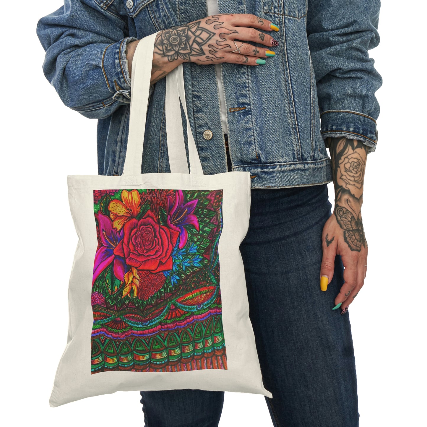 Abstract, Surreal, Floral Rose, Natural Tote Bag, Aesthetic Canvas Bag Shopping Bag, Birthday Gift Bag, Bridal Gift Tote Bag, Library Bag.