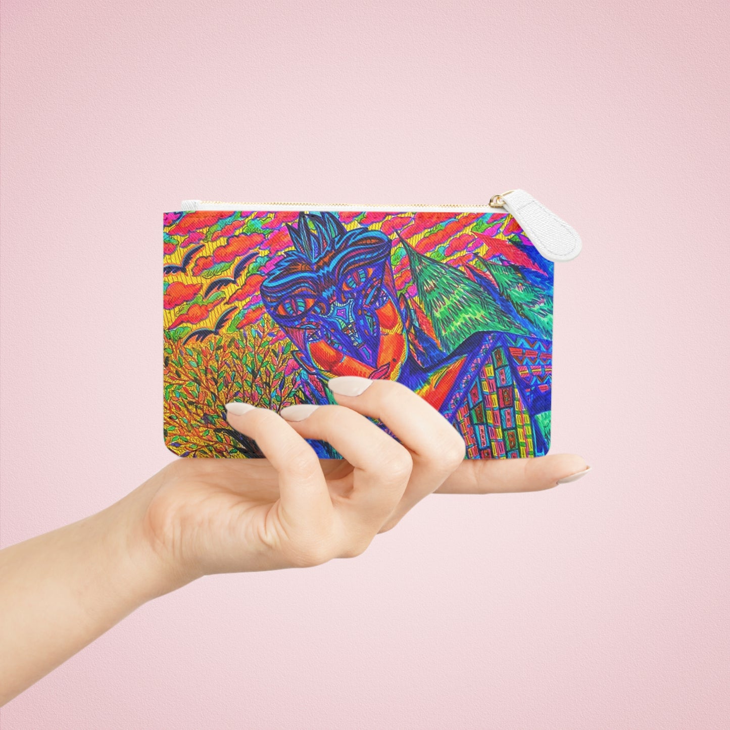 Abstract Surreal Spirit Walker Mini Clutch Bag, Bridal Clutch Purse, Designer Party Clutch, Modern Evening Clutch, Wristlet Wallet for women, Evening Clutch Purse, gifts for her, gifts for bridesmaids, Bag, Bagging