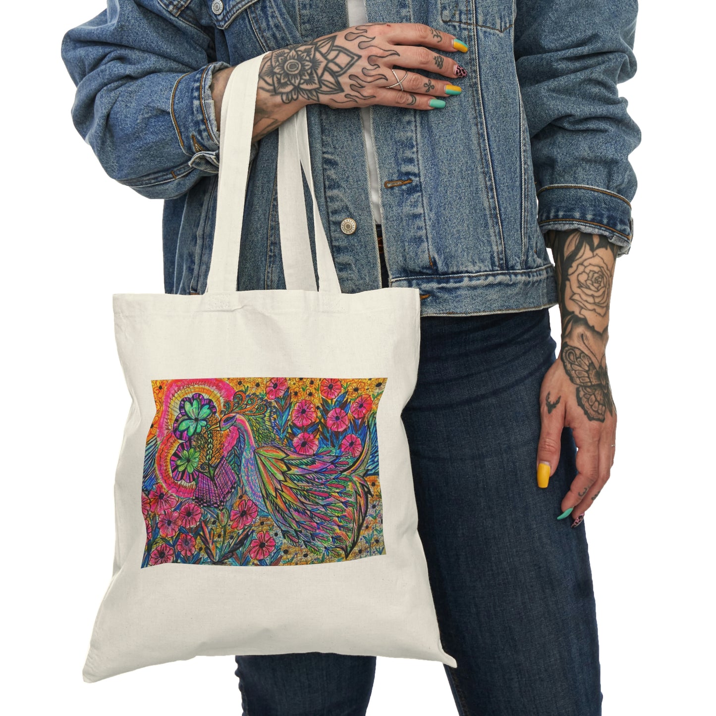Abstract, Surreal Bird Natural Tote Bag, Aesthetic Canvas Bag Shopping Bag, Birthday Gift Bag, Bridal Gift Tote Bag, Library Bag.