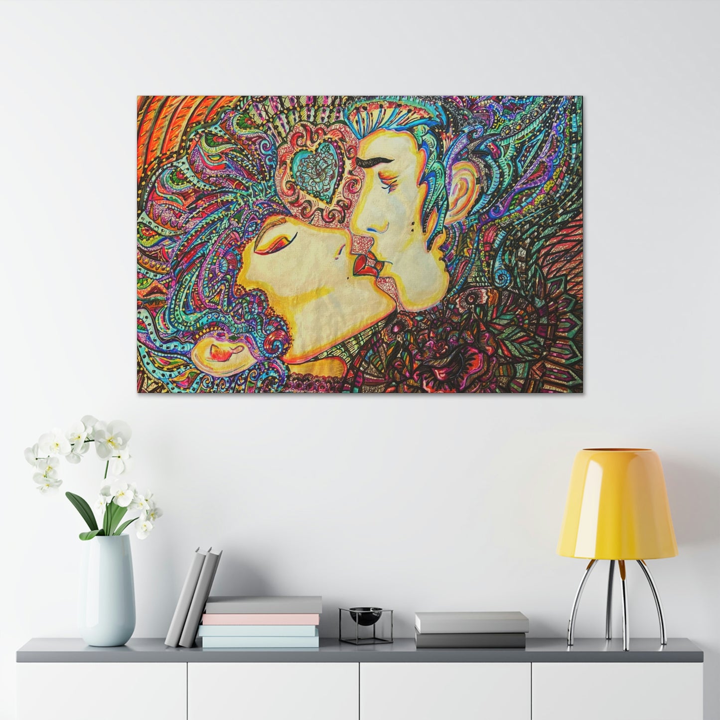 Romantic Kiss Fashion, Abstract, Surreal, Friendship, Inspiration Wall Art