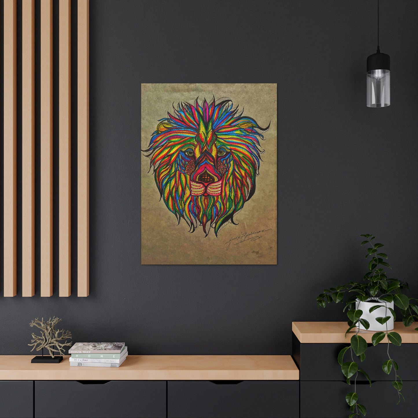 Colorful Lion Fashion, Abstract, Surreal, Friendship, Inspiration Wall Art