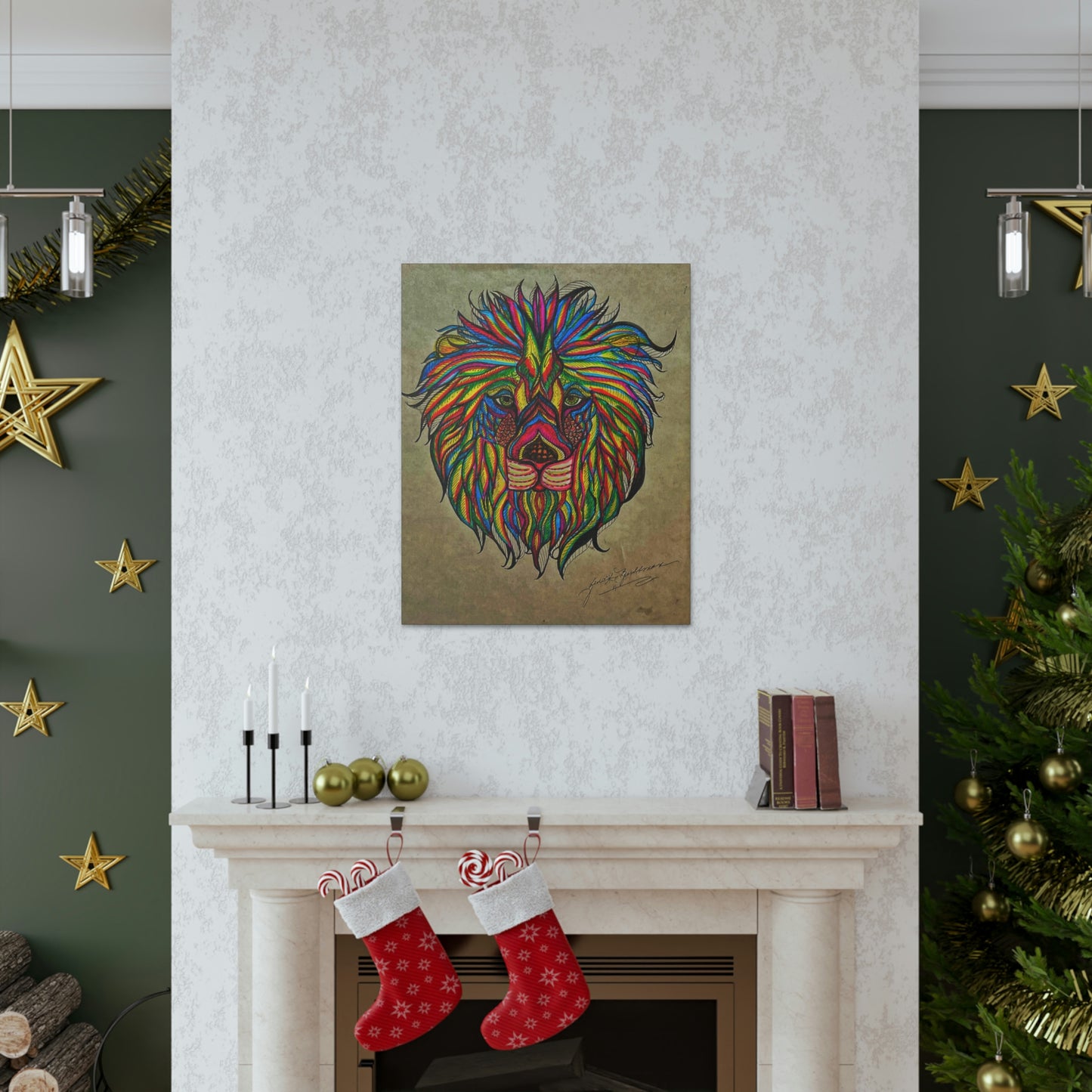 Colorful Lion Fashion, Abstract, Surreal, Friendship, Inspiration Wall Art