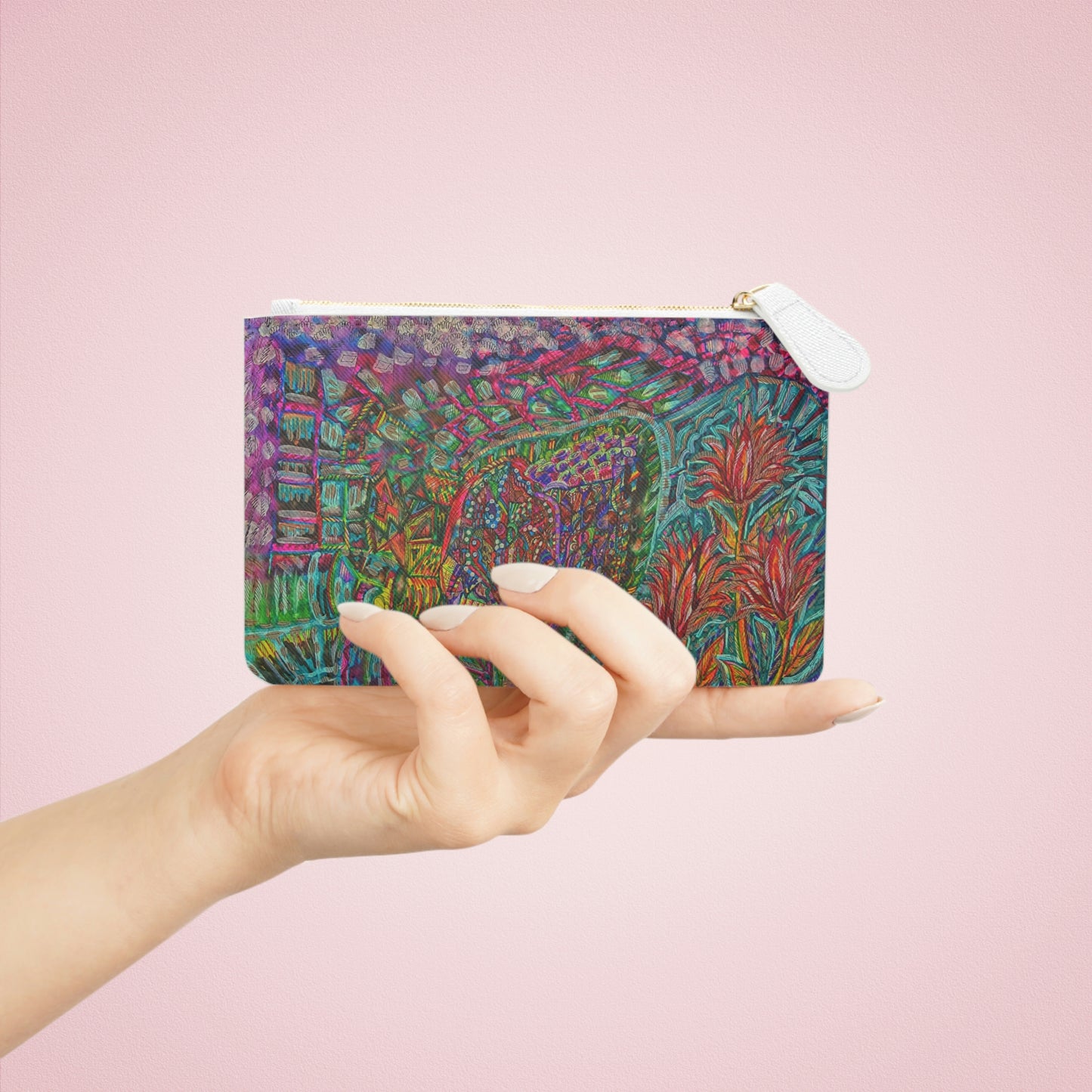 Abstract Surreal Floral Mini Clutch Bag, Bridal Clutch Purse, Designer Party Clutch, Modern Evening Clutch, Wristlet Wallet for women, Evening Clutch Purse, gifts for her, gifts for bridesmaids, Bag, Bagging