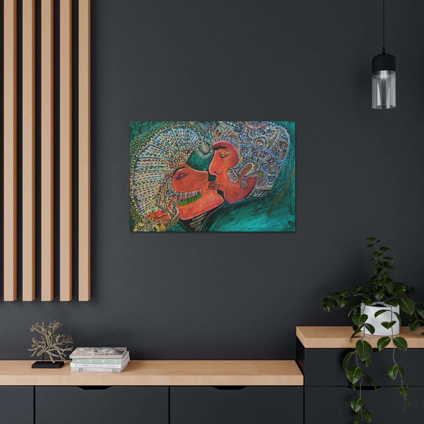 Romantic Kiss Fashion, Abstract, Surreal, Friendship, Inspiration Wall Art