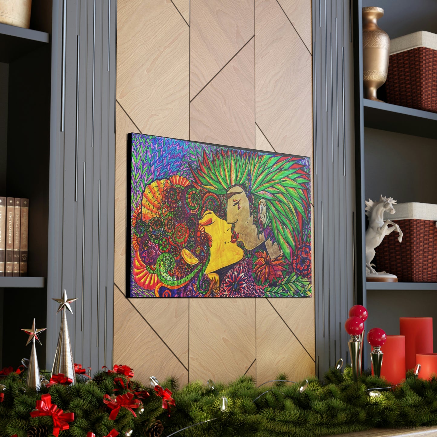Romantic Kiss Fashion, Abstract, Surreal, Friendship, Inspiration Wall Art