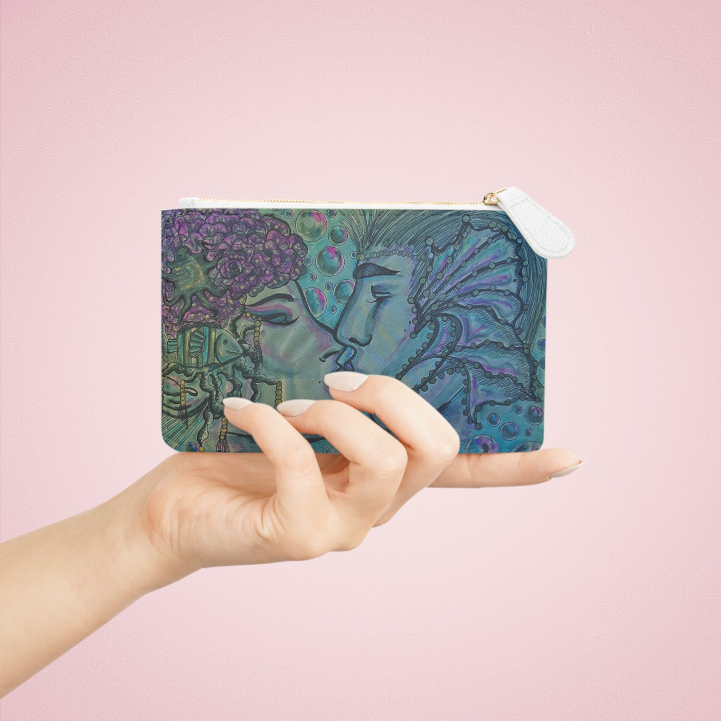 Abstract Surreal Romantic Kiss Mini Clutch Bag, Bridal Clutch Purse, Designer Party Clutch, Modern Evening Clutch, Wristlet Wallet for women, Evening Clutch Purse, gifts for her, gifts for bridesmaids, Bag, Bagging