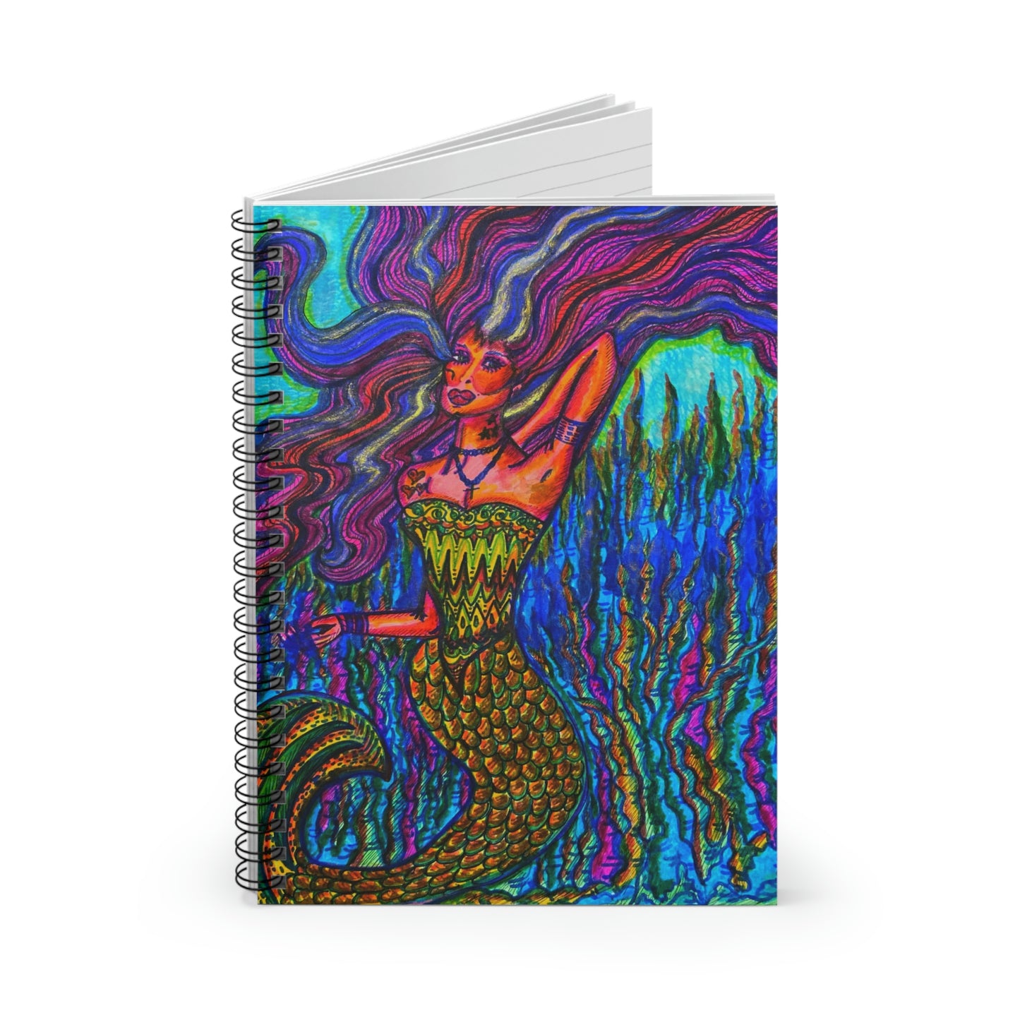Abstract, Surreal, Mermaid Spiral Notebook - Ruled Line