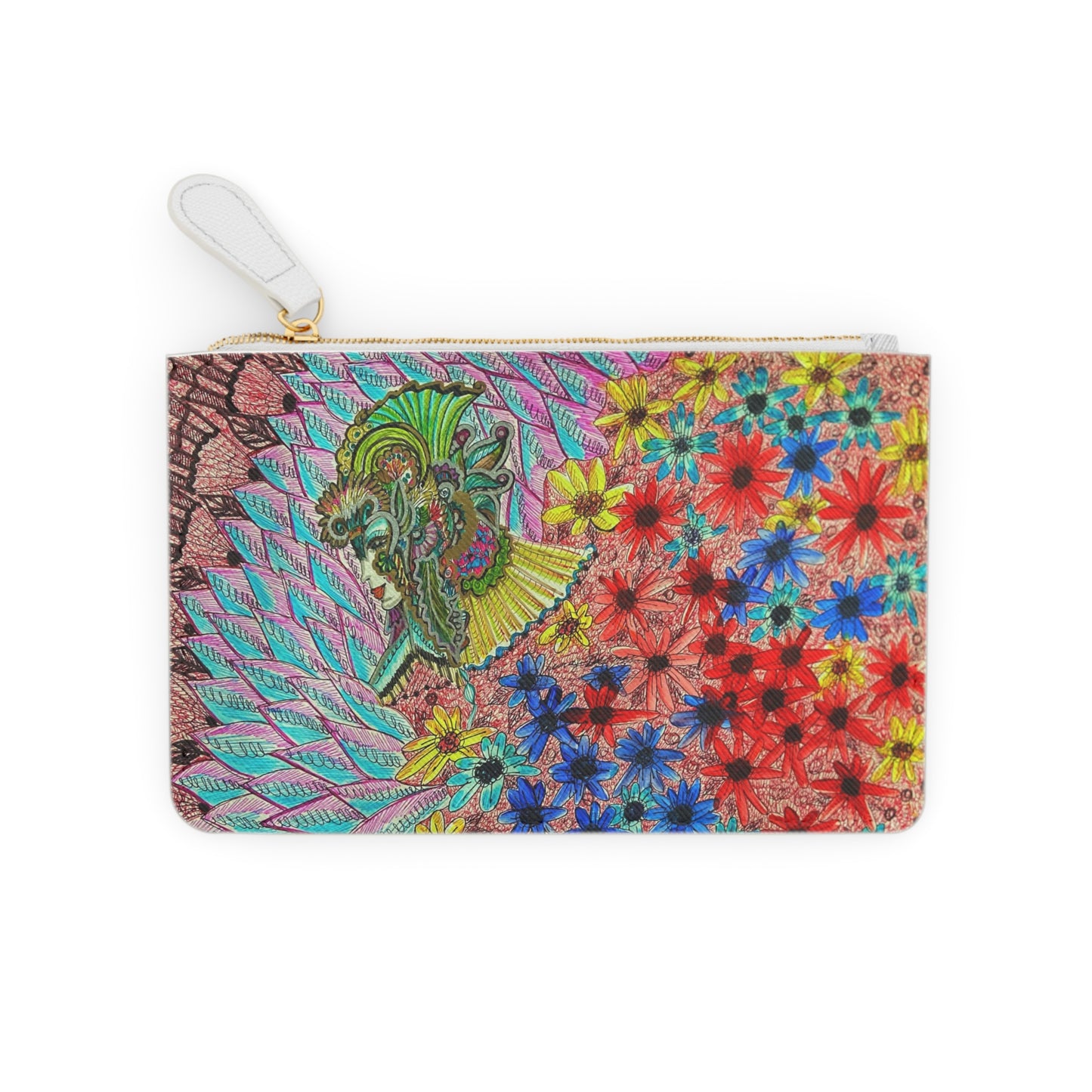 Abstract Surreal Floral Queen Mini Clutch Bag, Bridal Clutch Purse, Designer Party Clutch, Modern Evening Clutch, Wristlet Wallet for women, Evening Clutch Purse, gifts for her, gifts for bridesmaids, Bag, Bagging