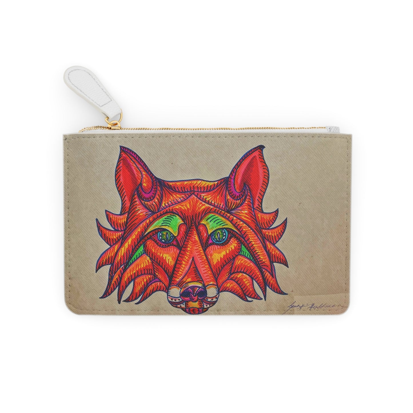Abstract Surreal Fox Mini Clutch Bag, Bridal Clutch Purse, Designer Party Clutch, Modern Evening Clutch, Wristlet Wallet for women, Evening Clutch Purse, gifts for her, gifts for bridesmaids, Bag, Bagging