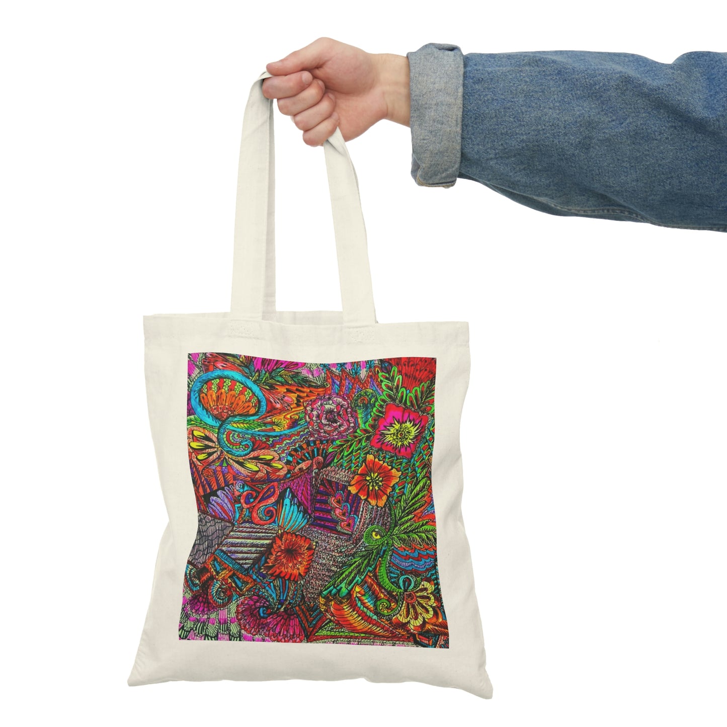 Abstract, Surreal Flower Natural Tote Bag, Aesthetic Canvas Bag Shopping Bag, Birthday Gift Bag, Bridal Gift Tote Bag, Library Bag.