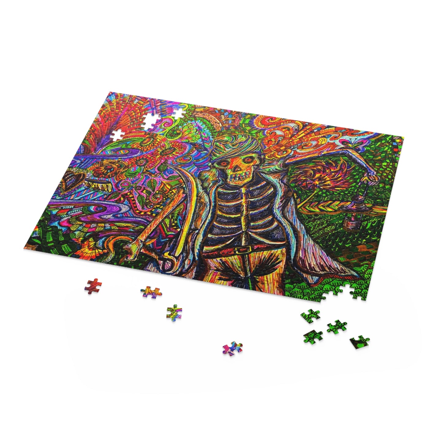 Skeleton Traveler Puzzle (120, 252, 500-Piece)Abstract Surreal JigSaw Puzzle, Birthday Gift, Gifts For Bridesmaids