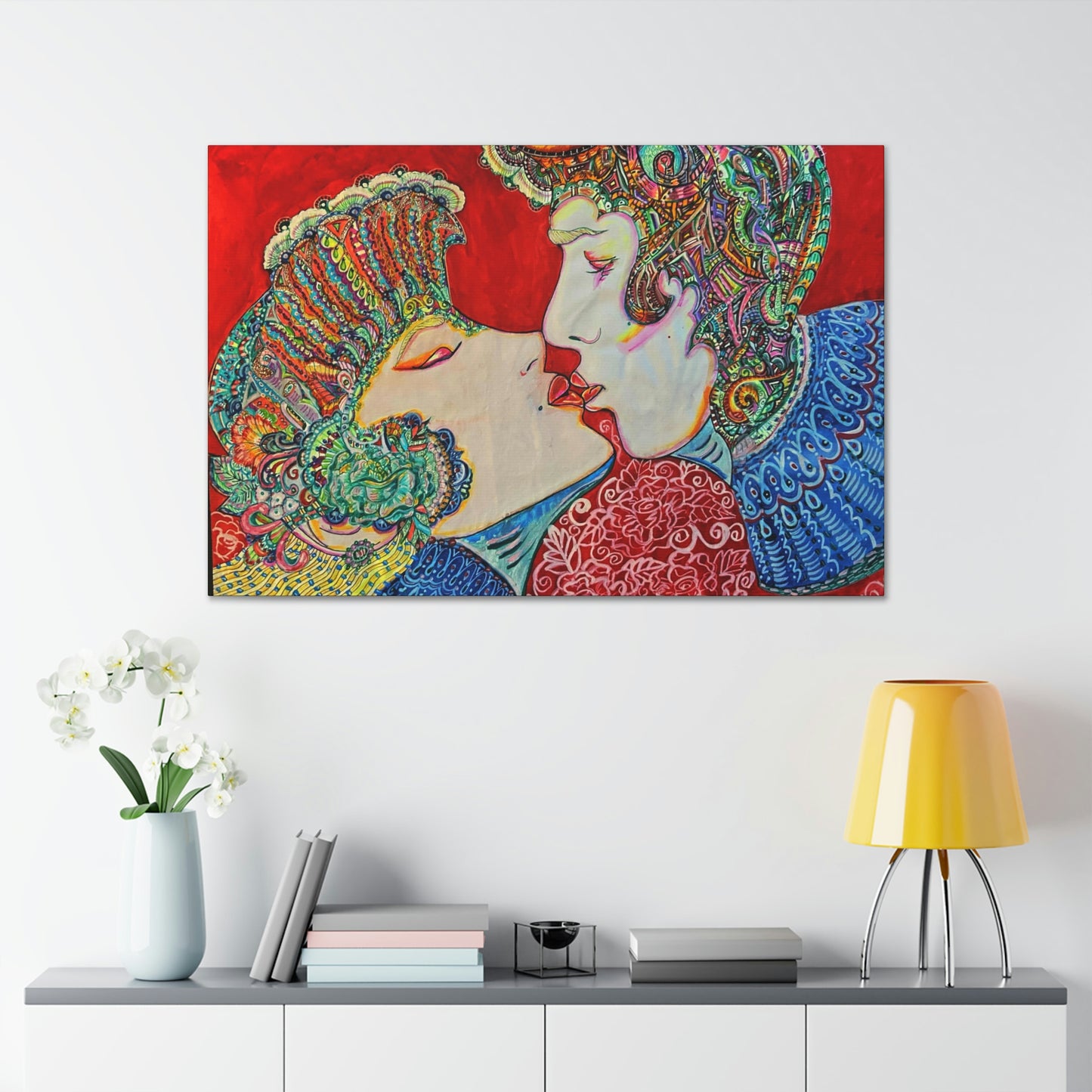 Romantic Kiss Fashion, Abstract, Surreal, Friendship, Inspiration Wall Art