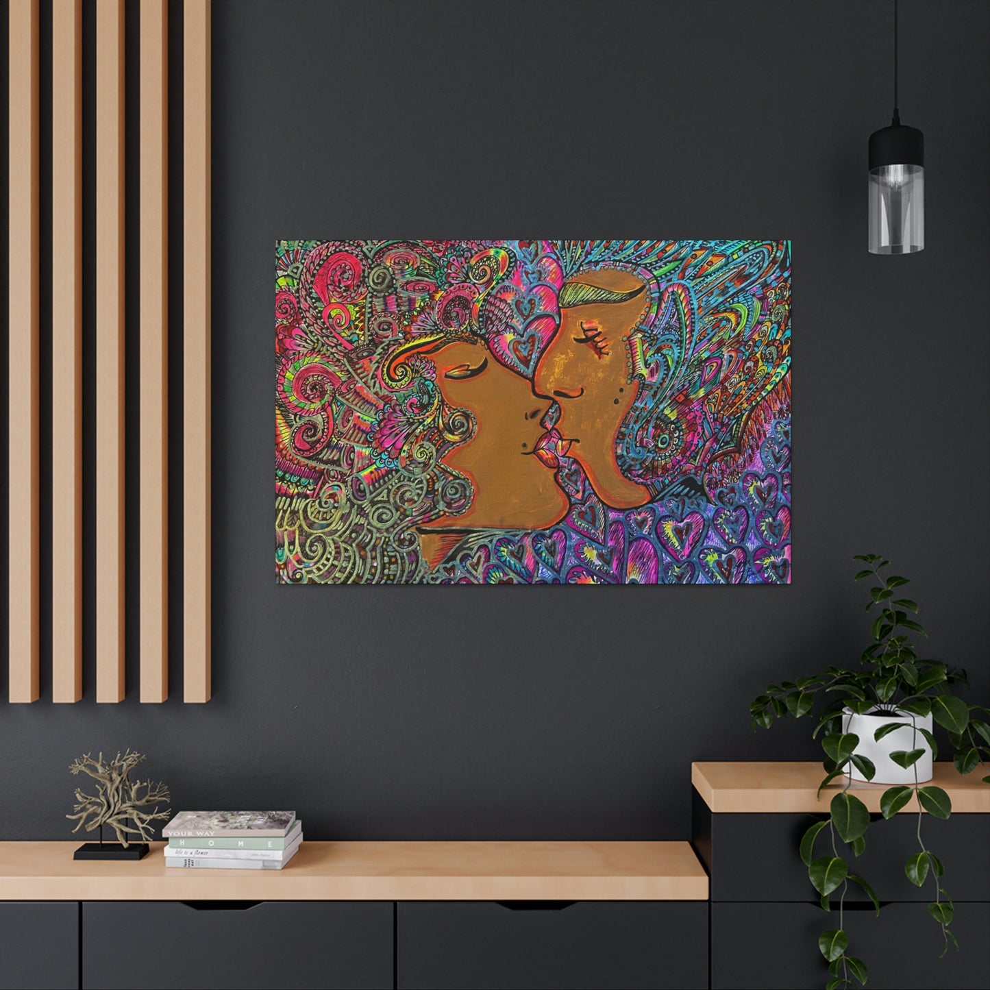 Romantic Kiss Fashion, Abstract, Surreal, Friendship, Inspiration Wall Art